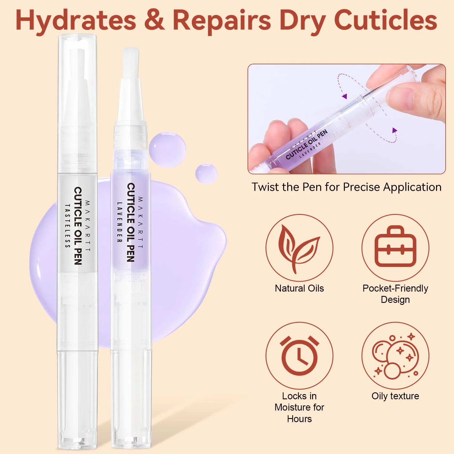 Makartt Kit de Remover de Cuticules 120 ML, Set de Manucure avec Lime et Dissolvant