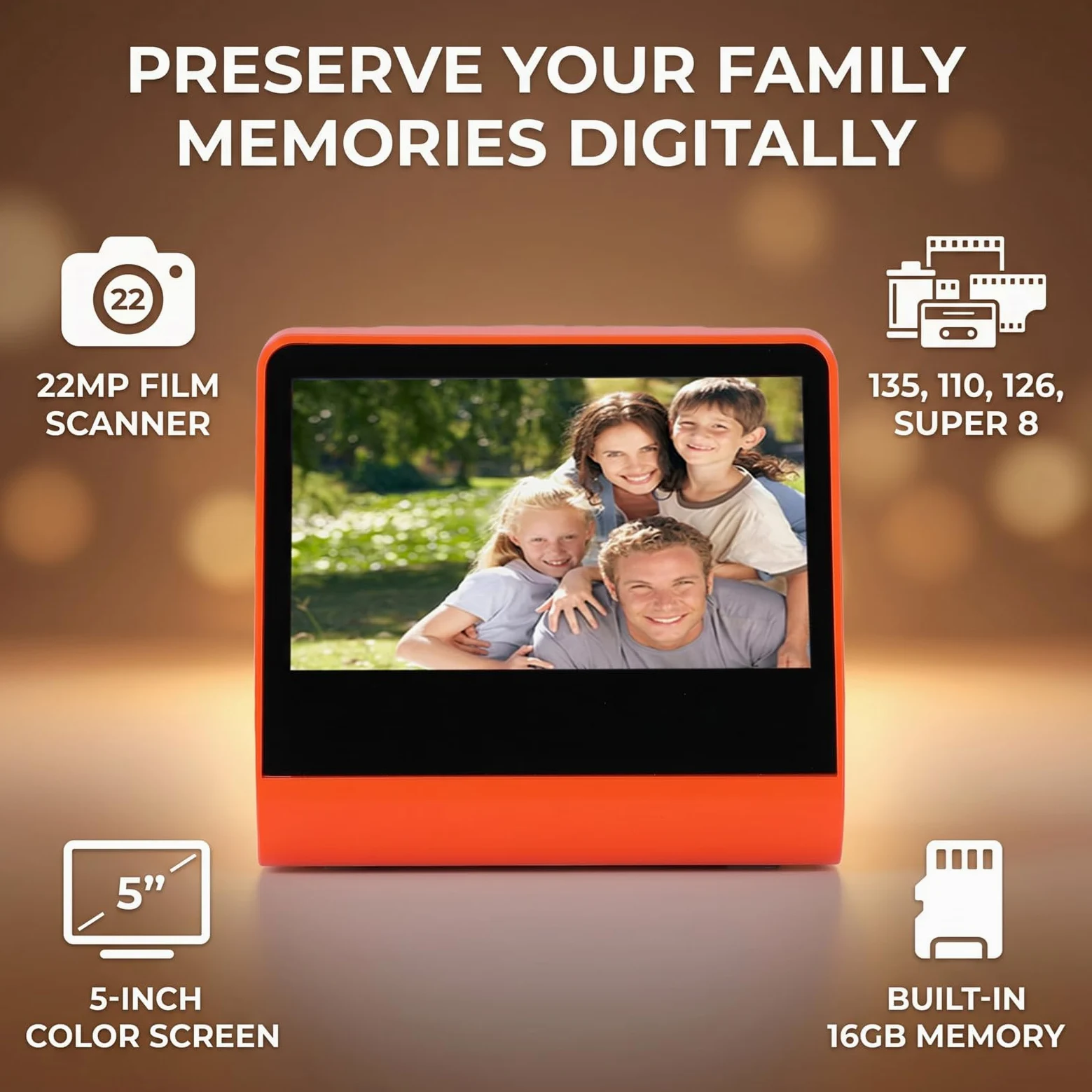 Scanner de Film 22MP pour 135 110, 8 Diapositives avec écran (Prise UE)