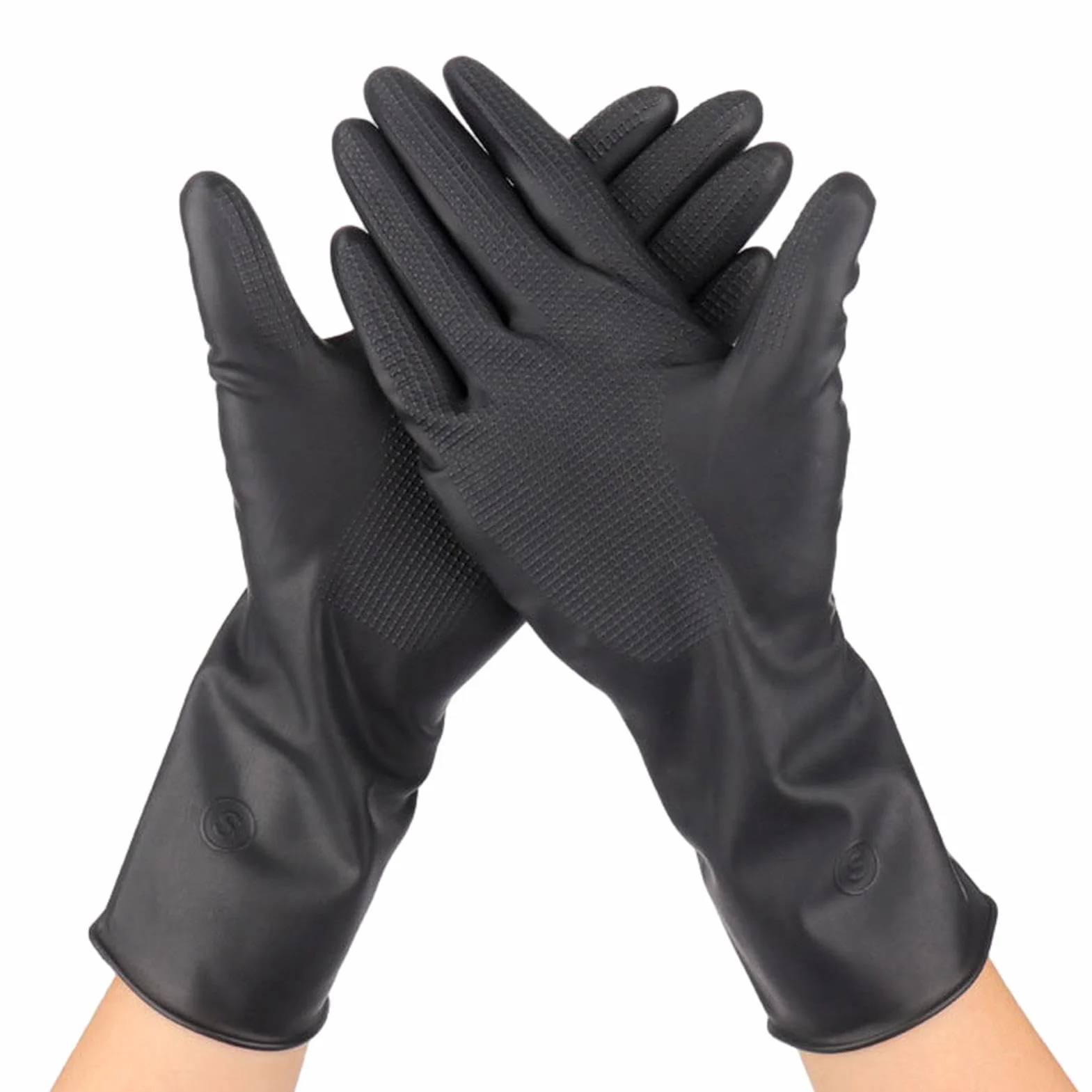 Gants en latex réutilisables noirs lot de 2 paires pour salon de coiffure