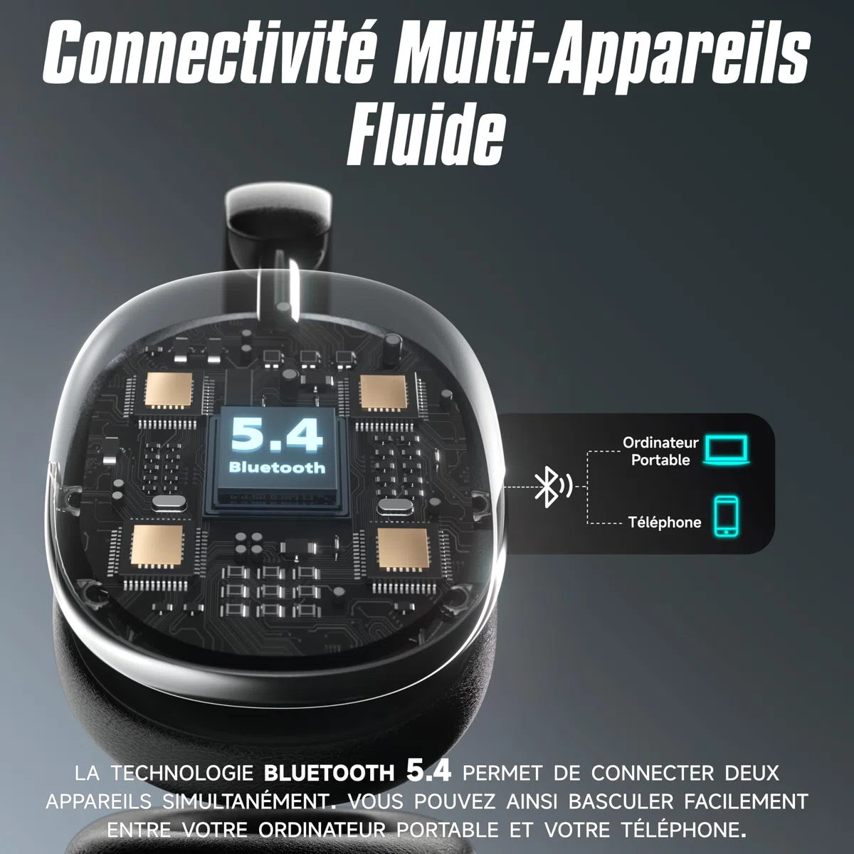 Freepods 120H Autonomie Casque Bluetooth ANC/ENC Réduction Active Bruit Pro, Casque sans Fil Over-Ear, Micro Intégré, USB-C, Appels/Voyage/Sport/Gym (Noir)