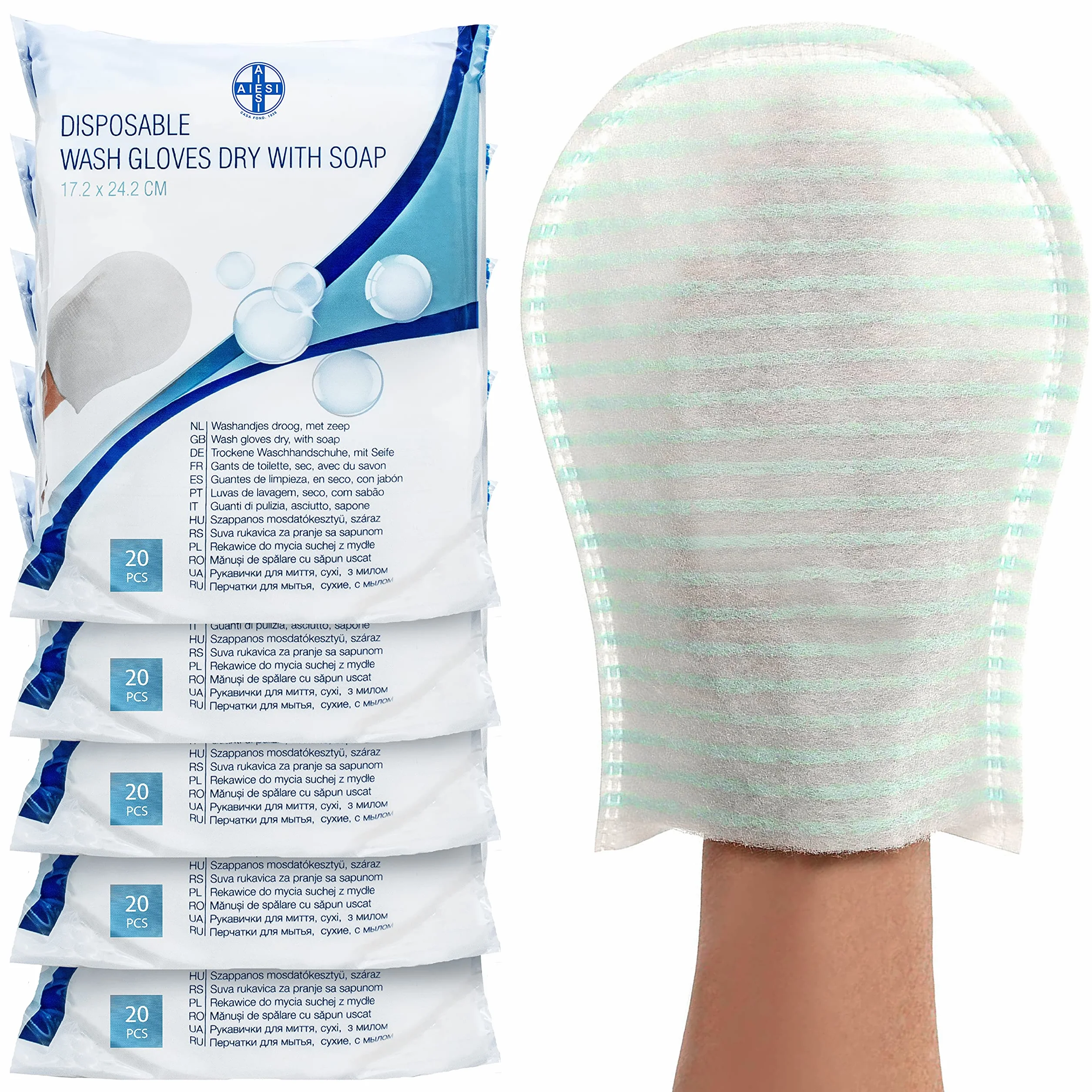 Gants de toilette jetables avec savon imperméable éponge douce Paquet de 100 pièces