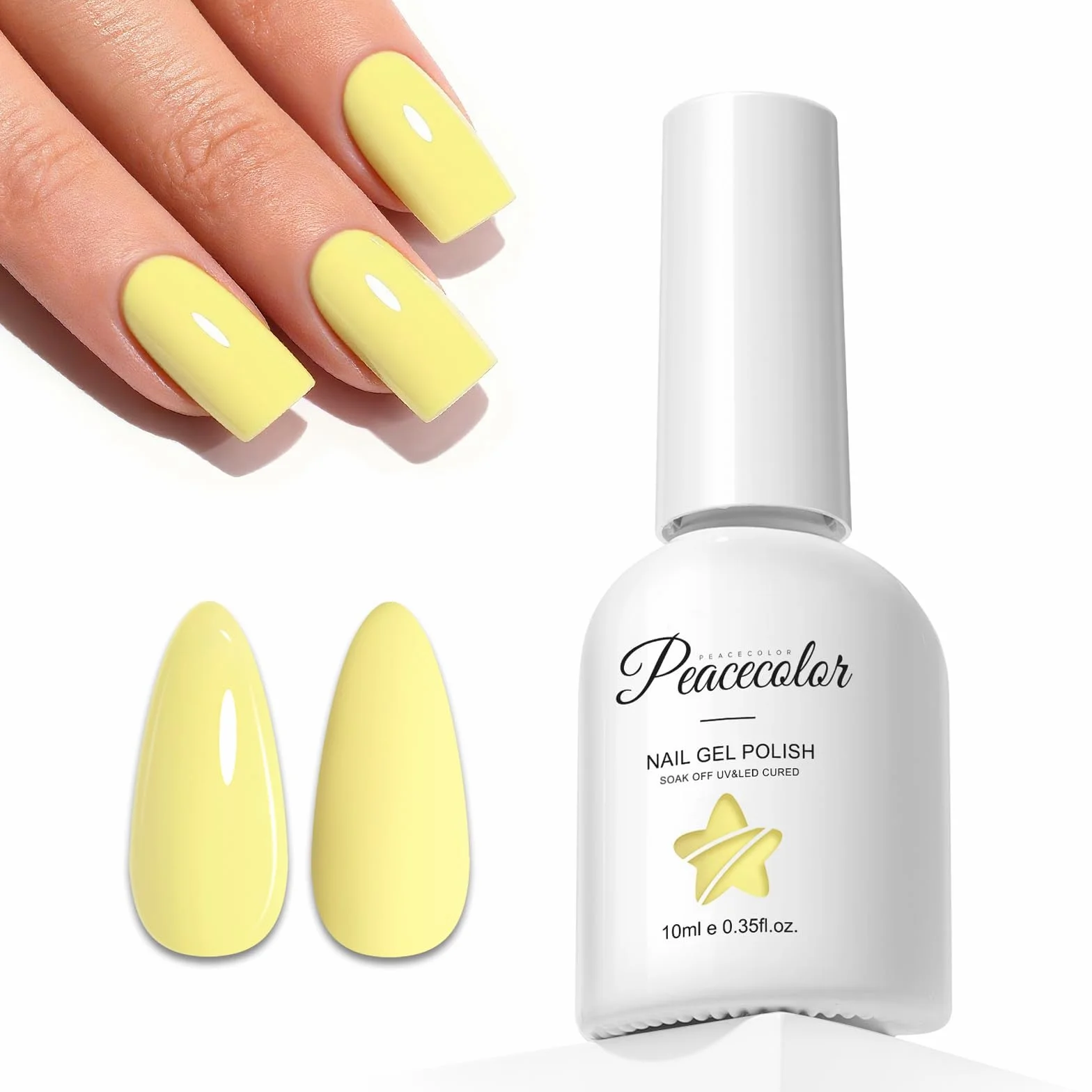 PEACECOLOR Vernis Gel UV Semi Permanent Jaune 10ML Soak Off Gel Nail Polish