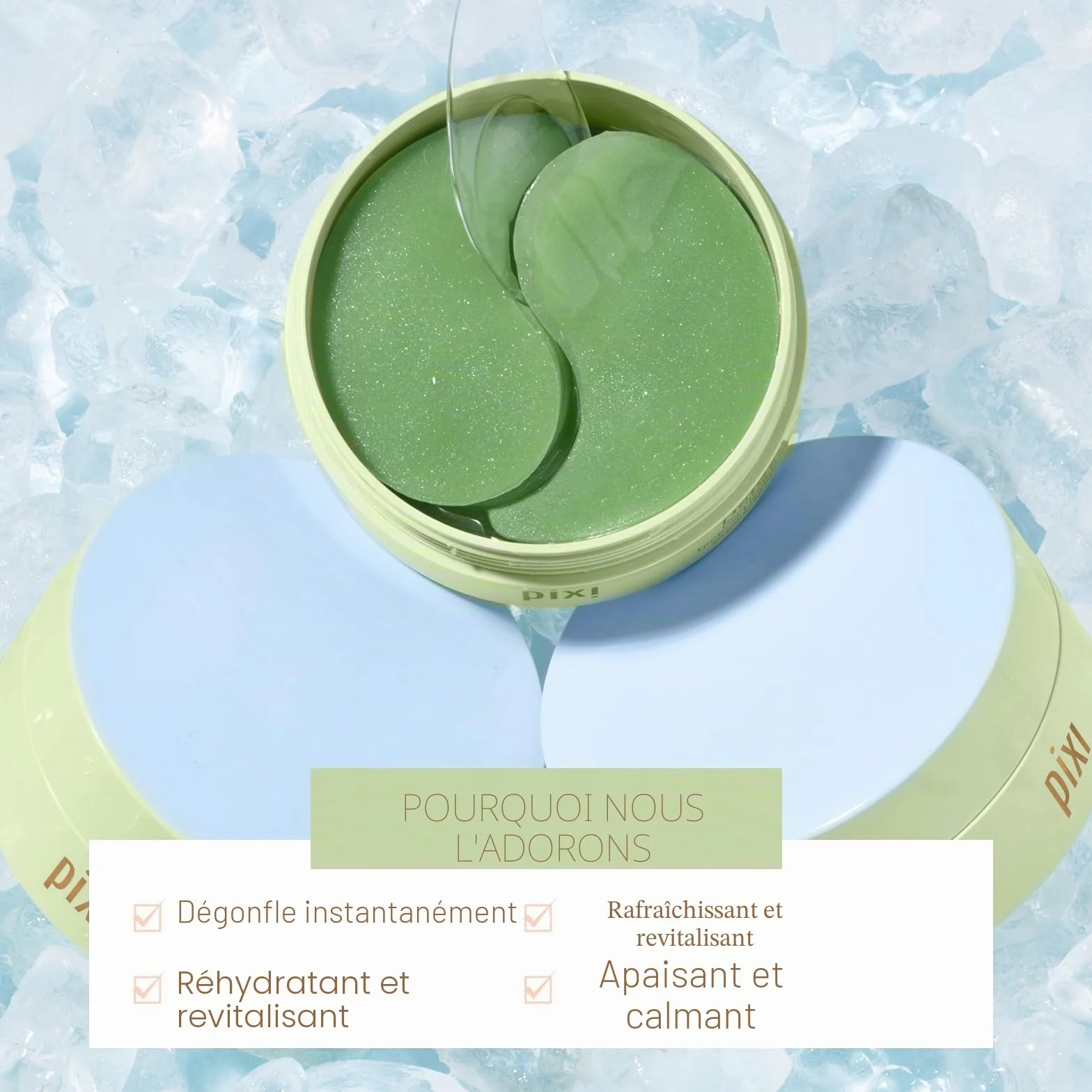 Pixi Beauty DetoxifEYE Eye Patches à l’Acide Hyaluronique, Caféine, Concombre et Or – 30 Paires