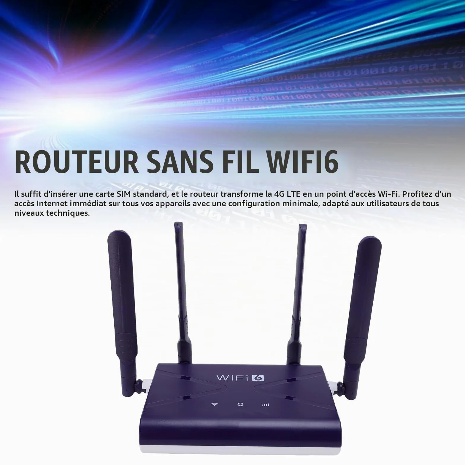 Dpofirs Routeur de Jeu WiFi 6, Routeur 4G 5G LTE avec Fente de Carte SIM jusqu'à 32 Appareils, Adaptateur Réseau sans Fil à Haute Vitesse de 300 Mbps pour Ordinateur Portable PC