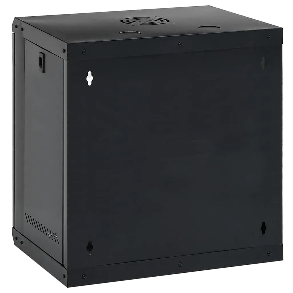 Armoire réseau murale 53 x 45 x 60 cm, armoire serveur en acier avec porte en verre de sécurité, armoire de données pour bureau et infrastructure informatique, répartiteur mural verrouillable, noir