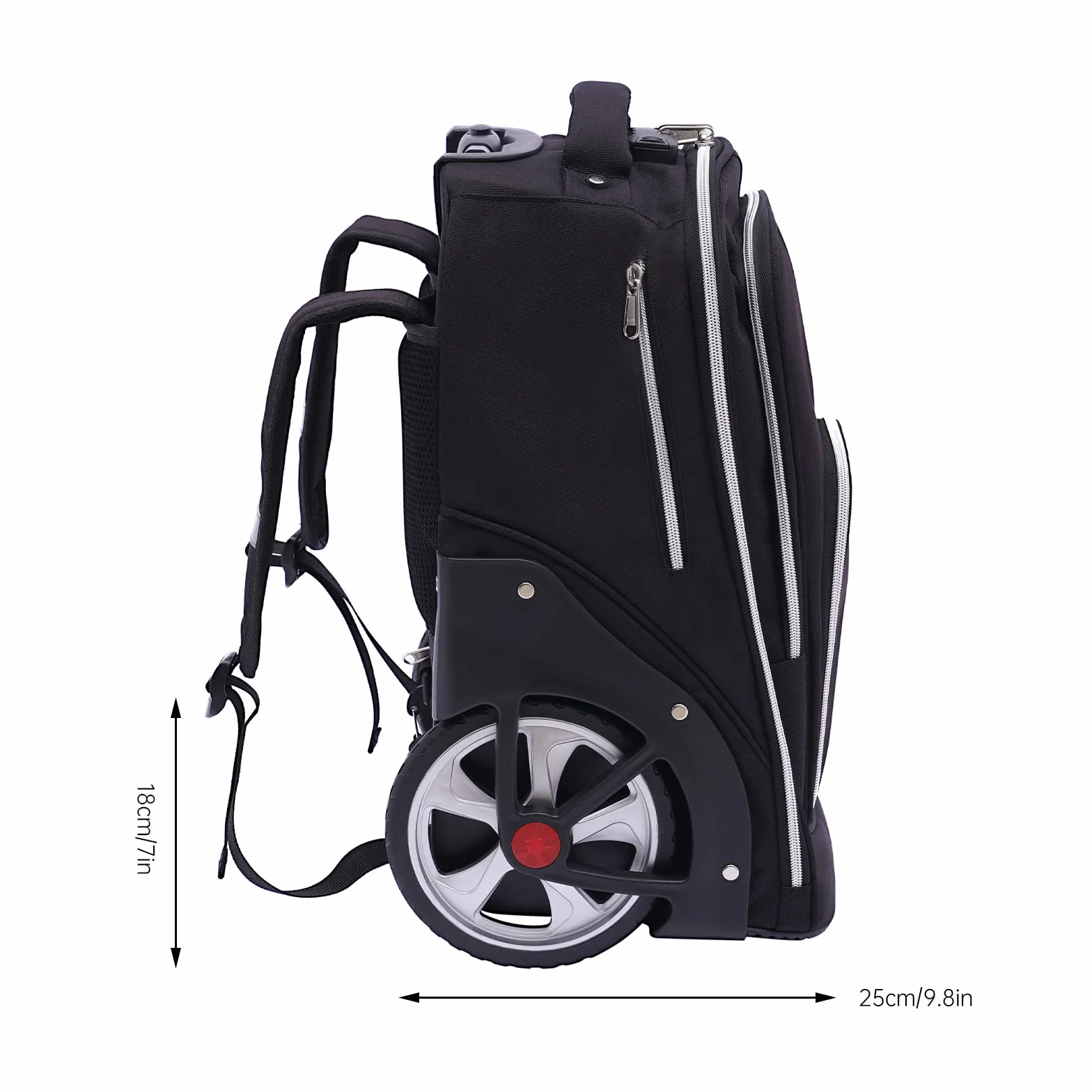 Sac à dos à roulettes pour ordinateur portable - 45 l - Bagage à main léger - Avion - Sac à dos de voyage avec roulettes - Pour le travail, l'université - Noir, Noir , m, Moderne