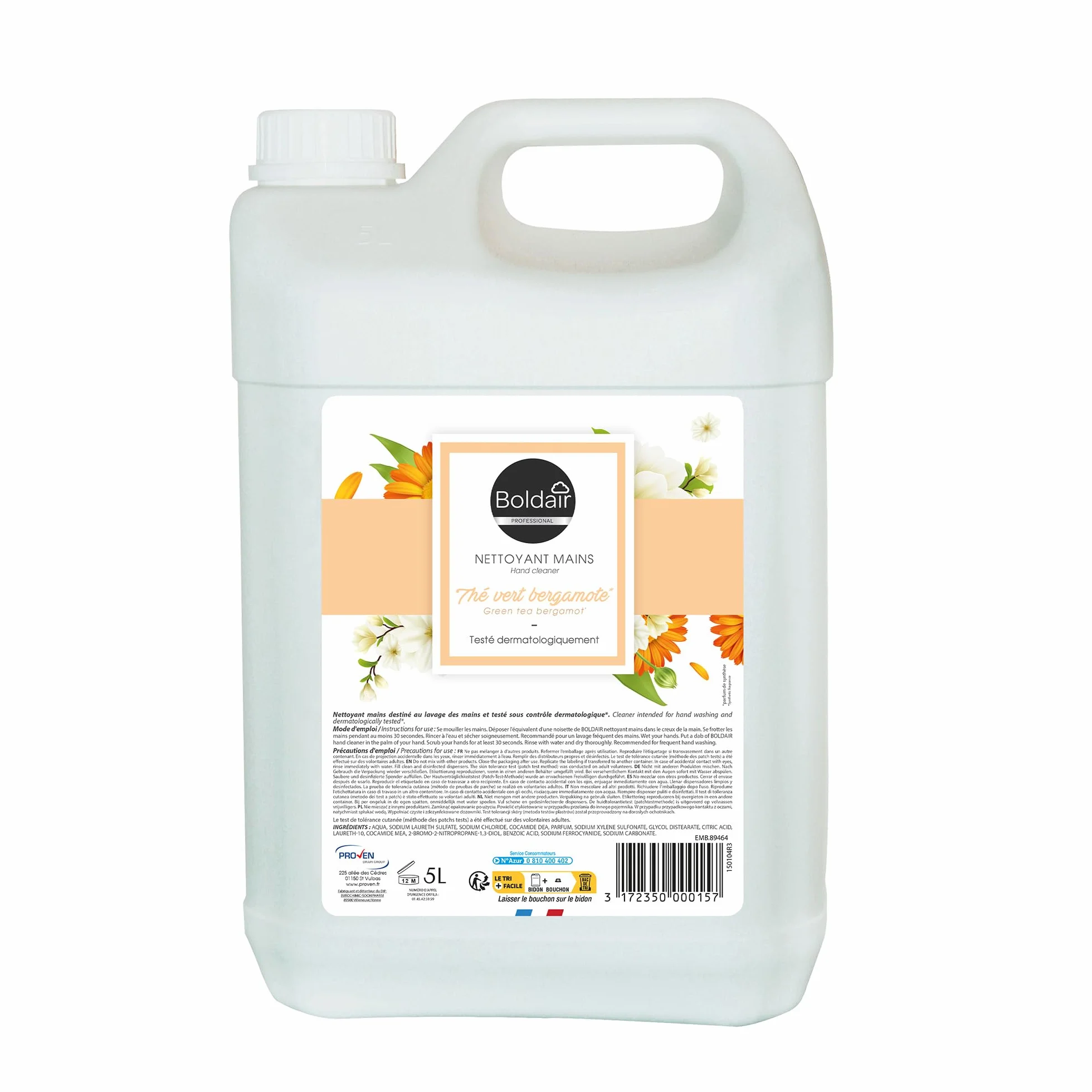 BOLDAIR Savon Crème Lavante Mains Thé Vert Bergamote 5L