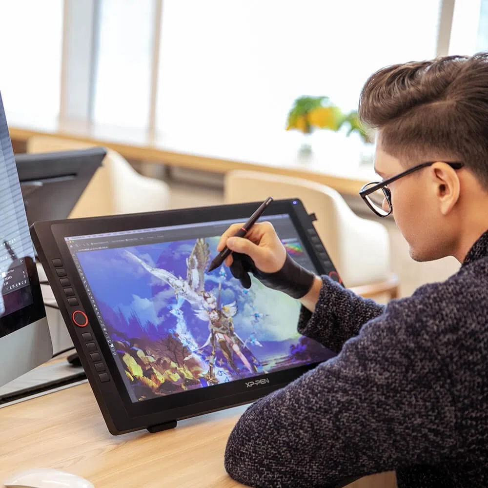 XP-Pen Artist 22R Pro Tablette Graphique à Ecran Professionnelle de 21,5 Pouces Stylet Passif sans Batterie à 8192 Niveaux Compatible Mac et Windows