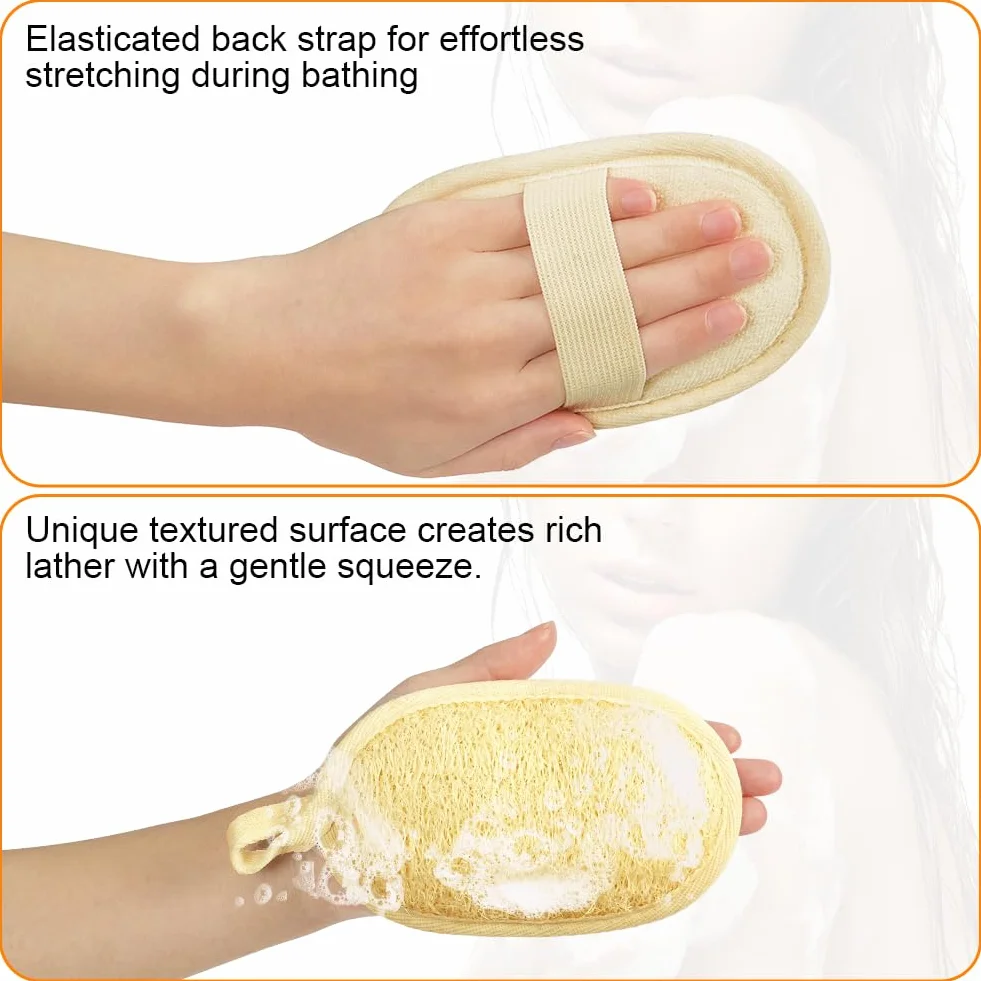 AOOWU Éponge Loofah Naturel 4PCS Luffa Back Scrubber pour Corps Bain