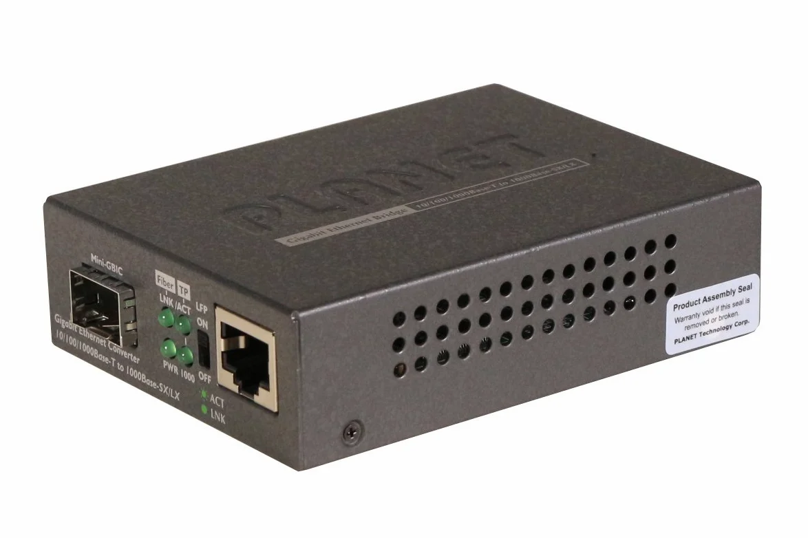 PLANET GT805A convertisseur de Support réseau 1000 Mbit/s Multimode Noir