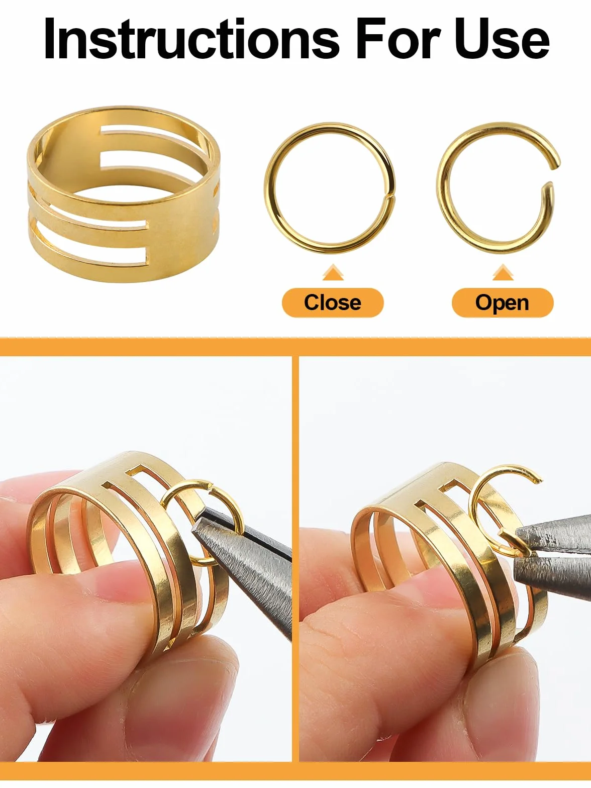 EBANKU 1014Pcs Nail Art Dangle Charms Piercing Tool Hand Drill, 6 tailles Open Jump Rings pour la fabrication de bijoux avec Jump Ring Opener, pinces et pinces