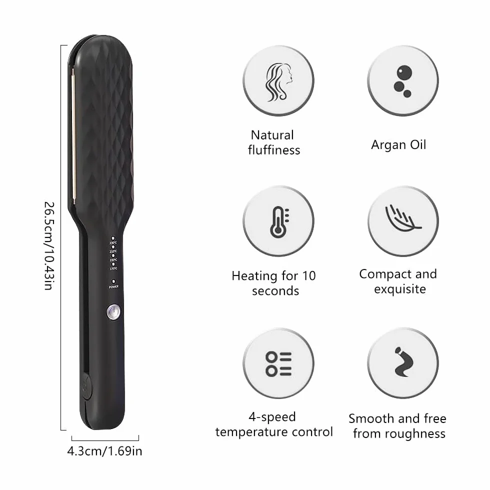Fer à Gaufrer Cheveux, Gauffreur 4 Température Réglable Chauffage Rapide