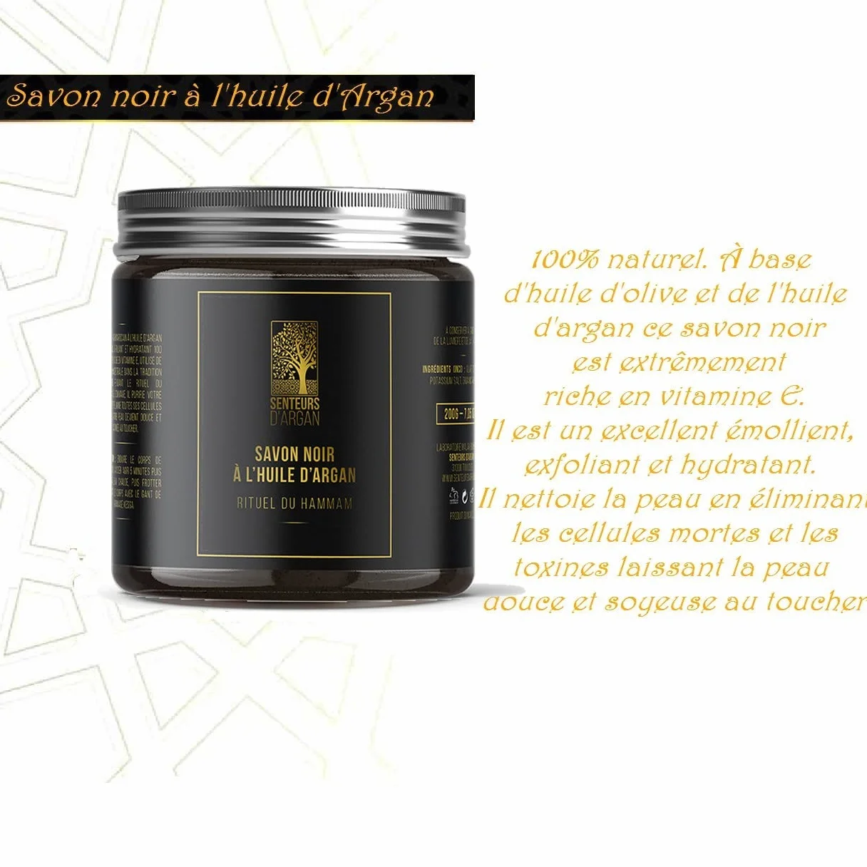 Gant de gommage kessa exfoliant + Savon noir à l'huile d'argan pour hammam