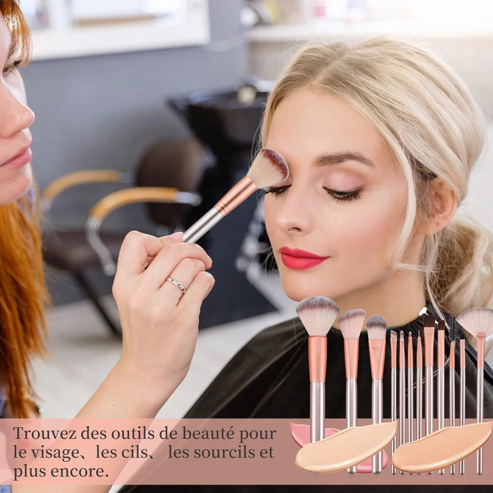Ensemble de 18 pinceaux de maquillage professionnels Champagne Gold