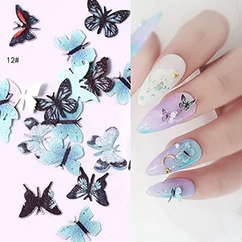 Flocons de bois 3D papillon décoration ongles
