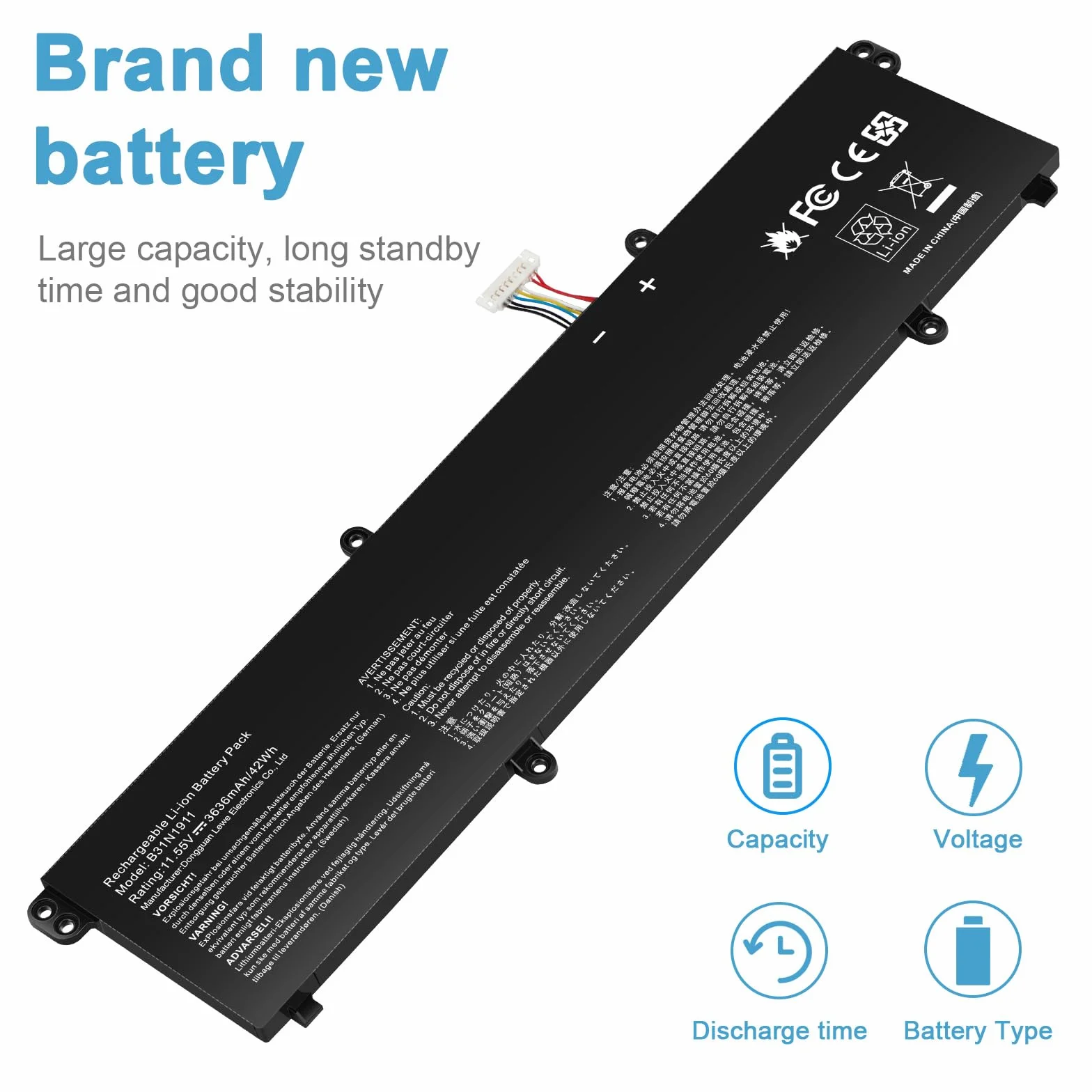 ASUNCELL B31N1911 Batterie d'ordinateur Portable pour ASUS VivoBook Flip 14 TM420IA M413 F413 X413FF 11.55V 42Wh
