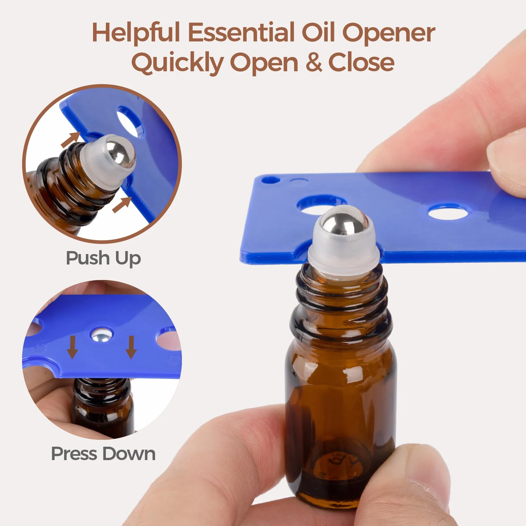 ComSaf Flacon Roll On Vide 6 Pièces, Huile Essentielle en Verre Brun Foncé avec Billes