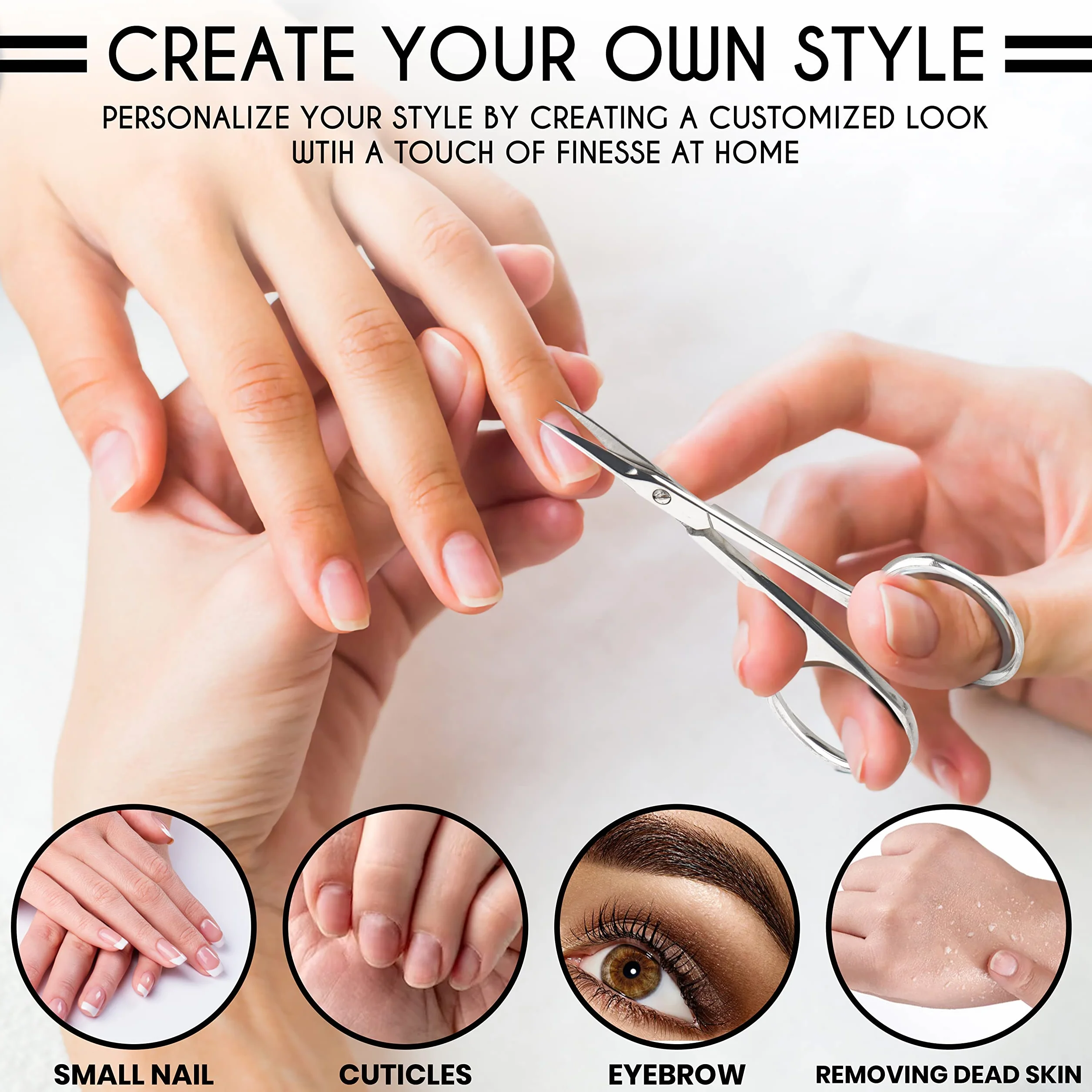 Professionnel Ciseaux Cuticules Courbes avec Pochette Cuir Artificiel Manucure Ongle