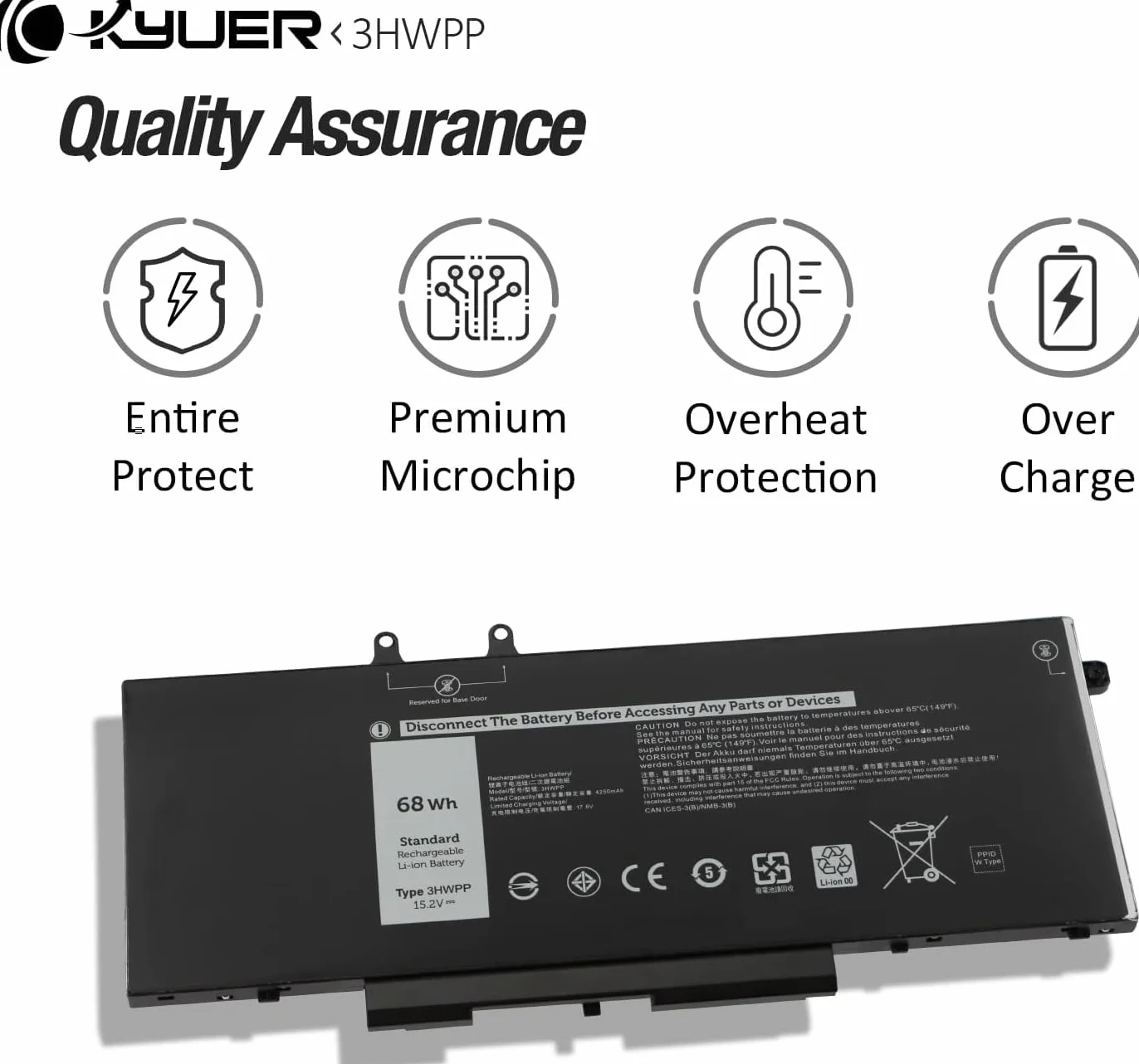 Batterie Dell Latitude 5401 5410 5411 5501 5510 5511 Precision 3541 3550 3551 Inspiron 7706 7500 7506 68Wh 3HWPP