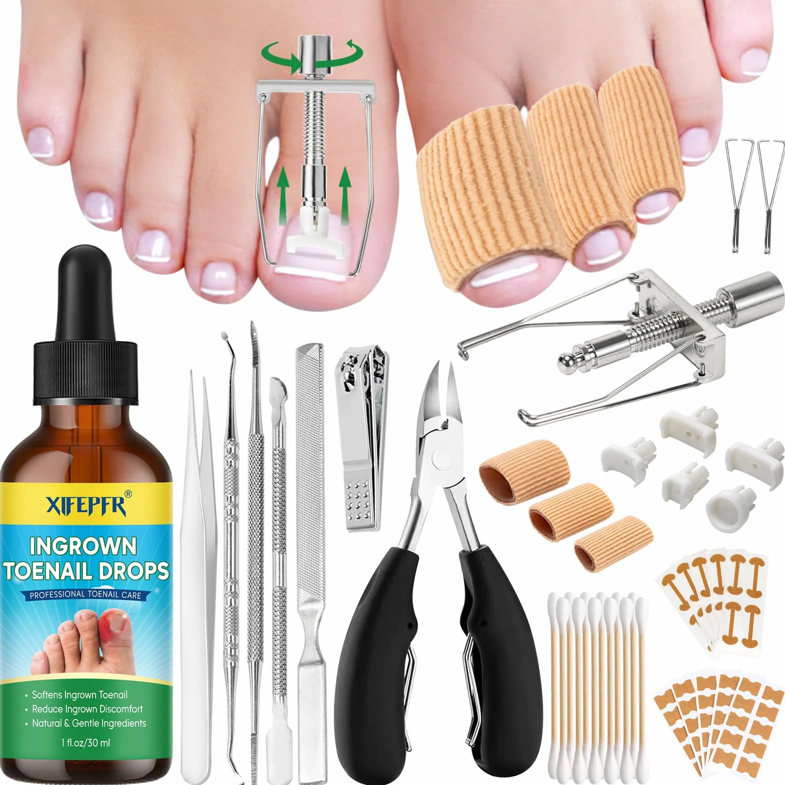 Kit d'Outils pour Ongle Incarné, Traitement Correcteur, Coupe Ongle et Pince Cuticule