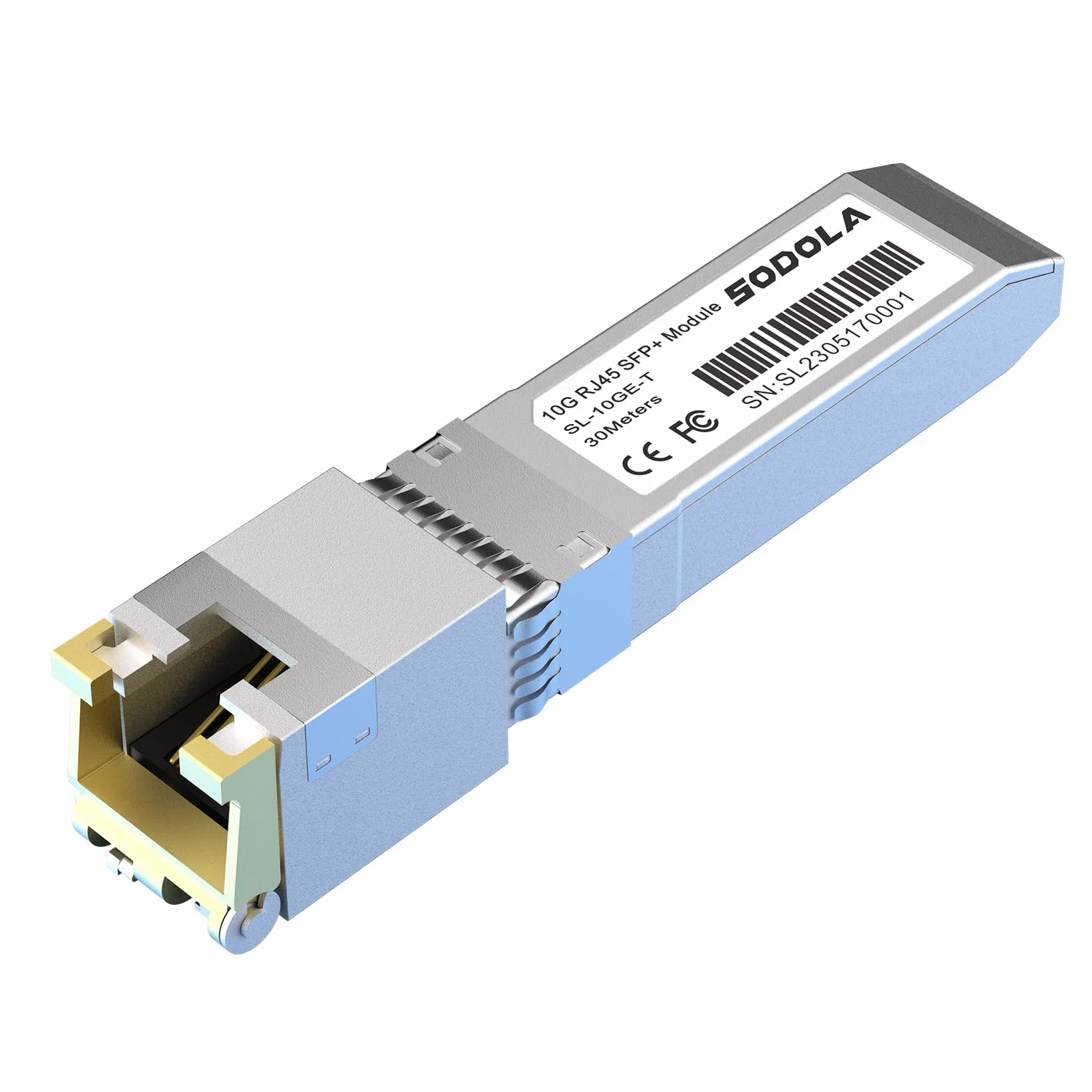 Sodola 10GBase-T Module SFP+ RJ45 SFP+ 10G SFP+ RJ-45 en cuivre pour SFP vers Ethernet, Plug and Play, Hot Pluggable, jusqu'à 30 m de distance de module SFP en cuivre (1 pièce)