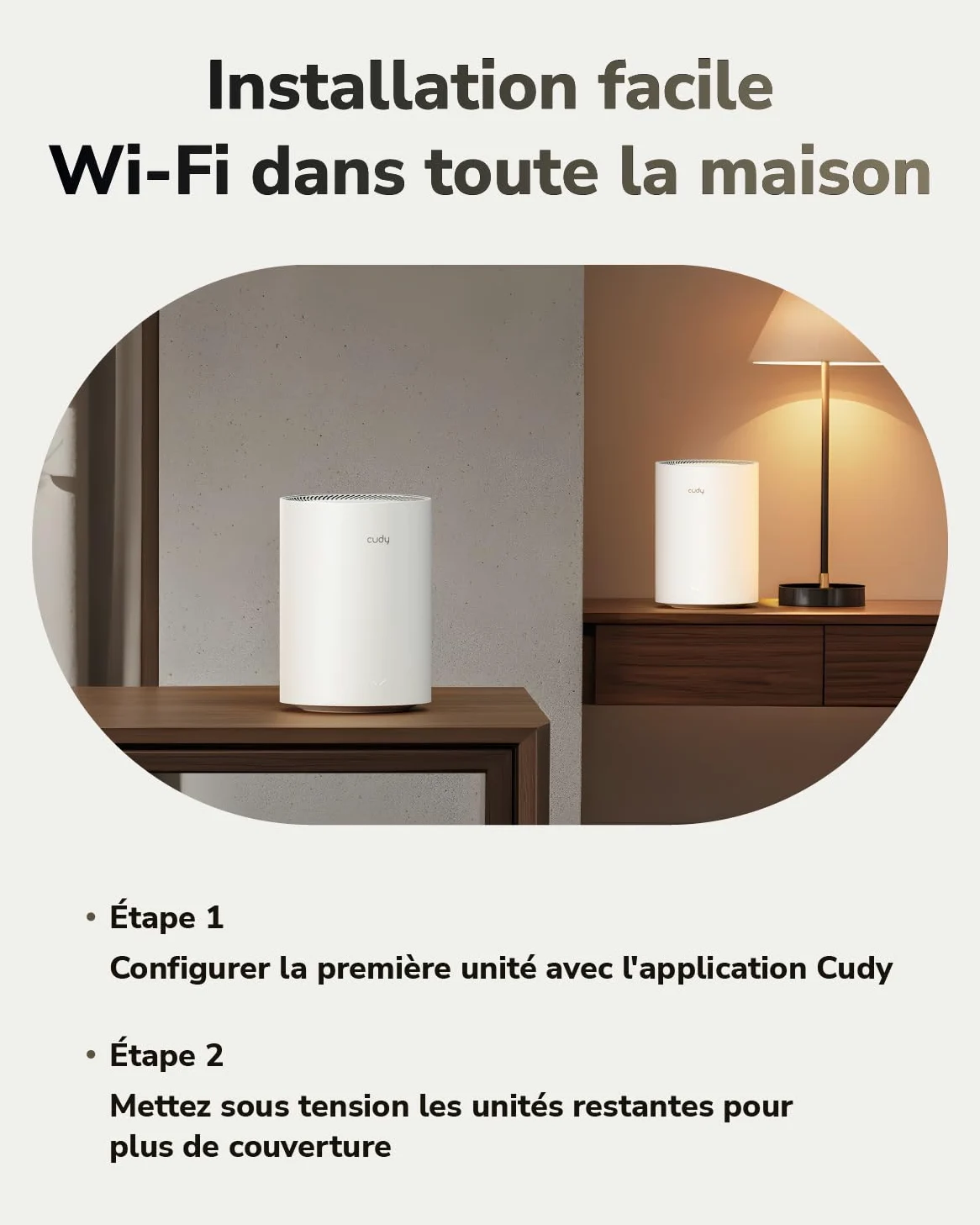 Cudy BE3600 Gigabit Wi-FI 7 Système Mesh, 270 m², M3600 3-Pack | Wi-Fi 7 double bande 2882 + 688 Mbps, 3 ports GbE, réseau maillé sans interruption, VPN WireGuard/OpenVPN/IPsec, MLO