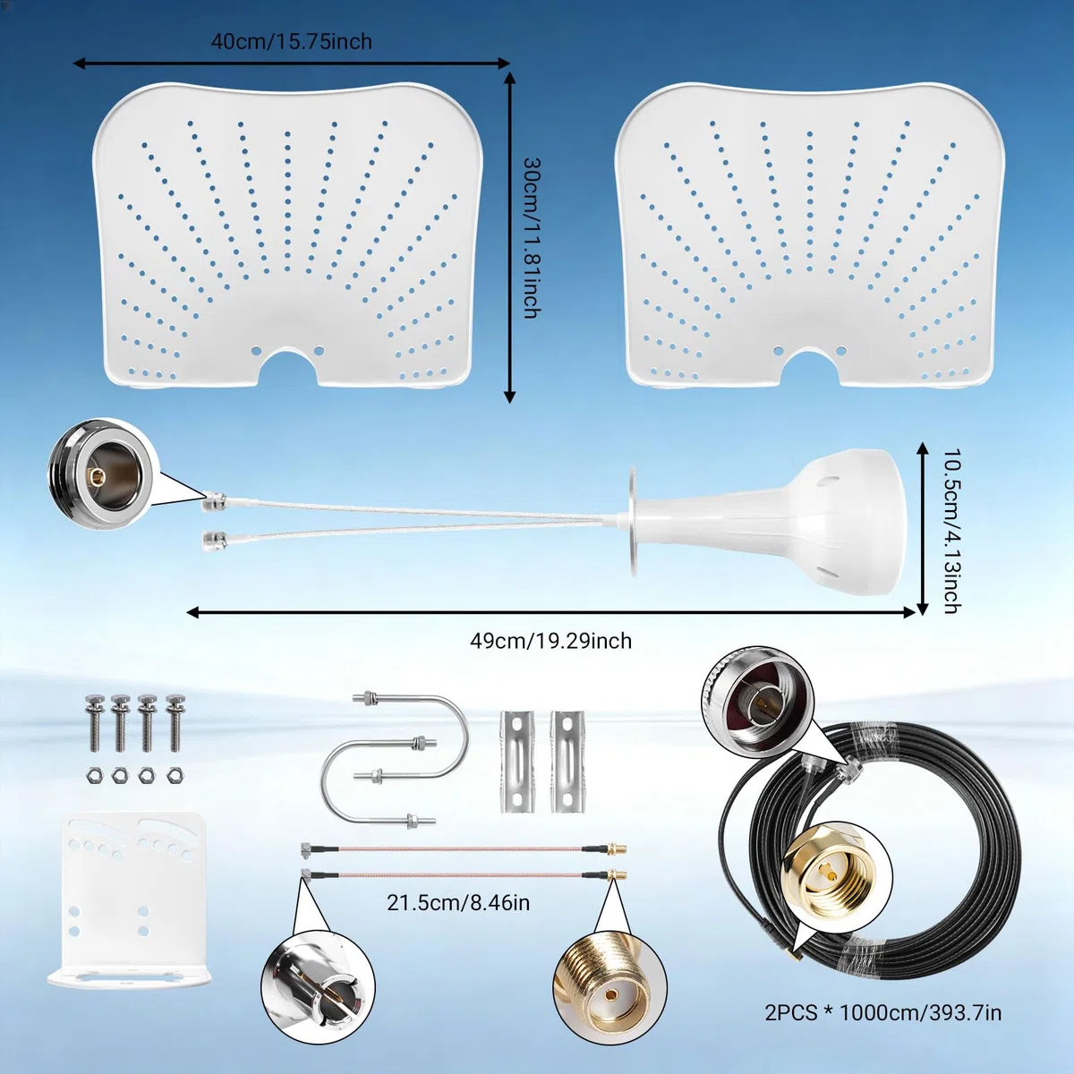 Antenne directionnelle 5G 4G LTE d'extérieur 22 dBi, MIMO 600-6000 MHz, SMA, TS9, câble de 2 x 10 m