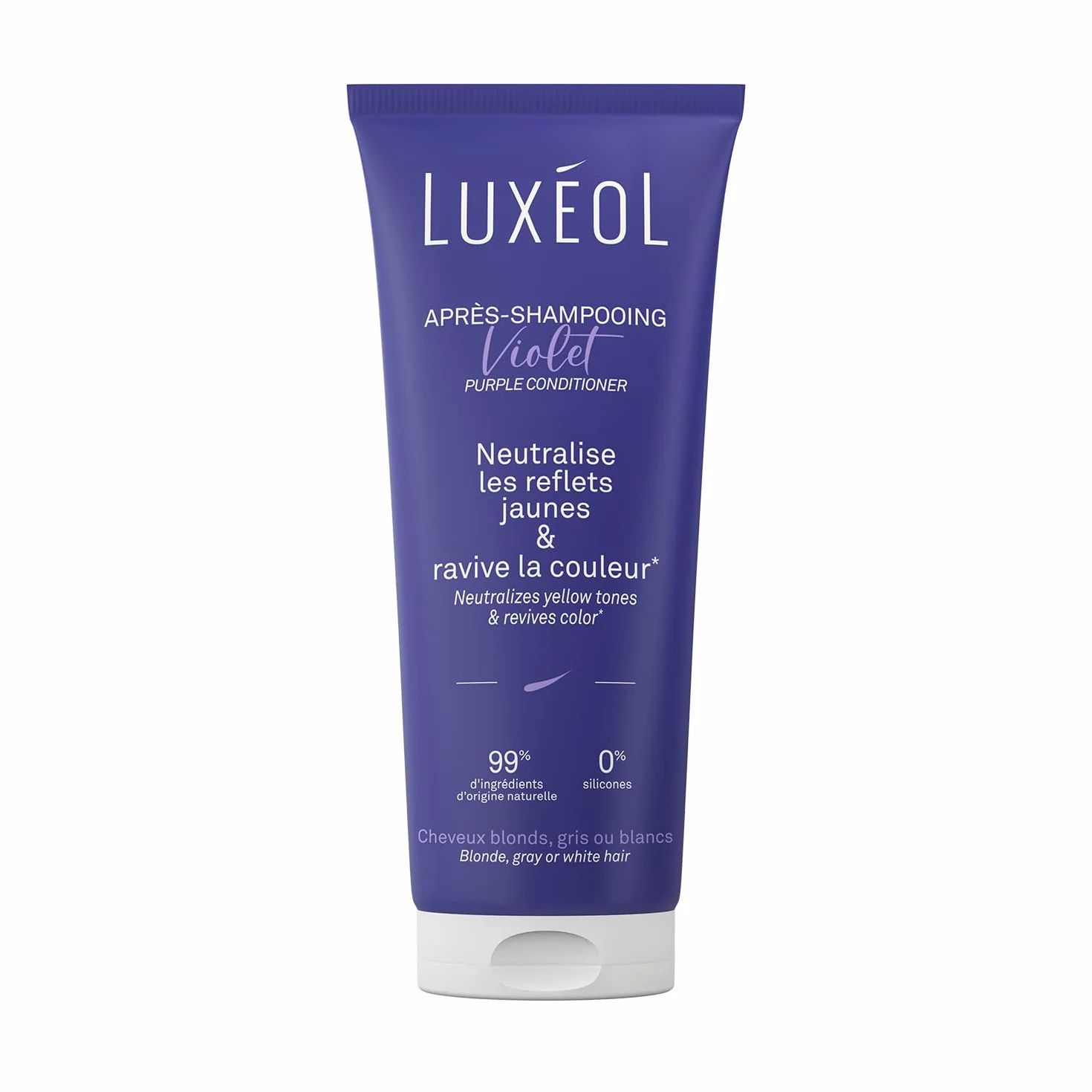 LUXEOL Après-Shampooing Violet 200 ml Neutralise Reflets Jaunes Corrige Cuivrés