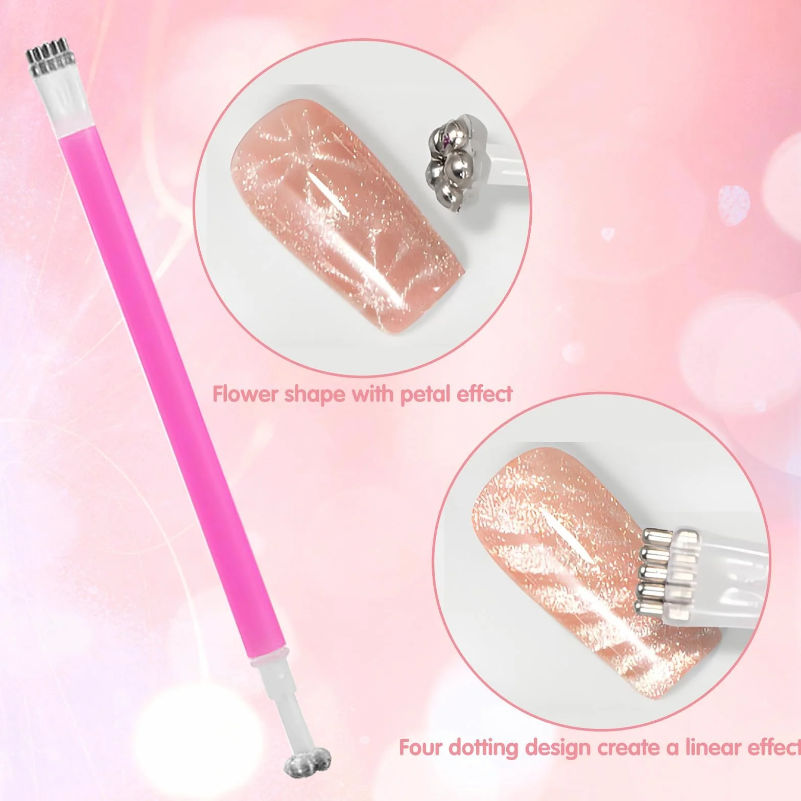 Kit de 5 aimants 3 en 1 pour vernis gel effet œil de chat, outil magnétique pour ongles, stylo magnétique double embout et guides en forme de lapin