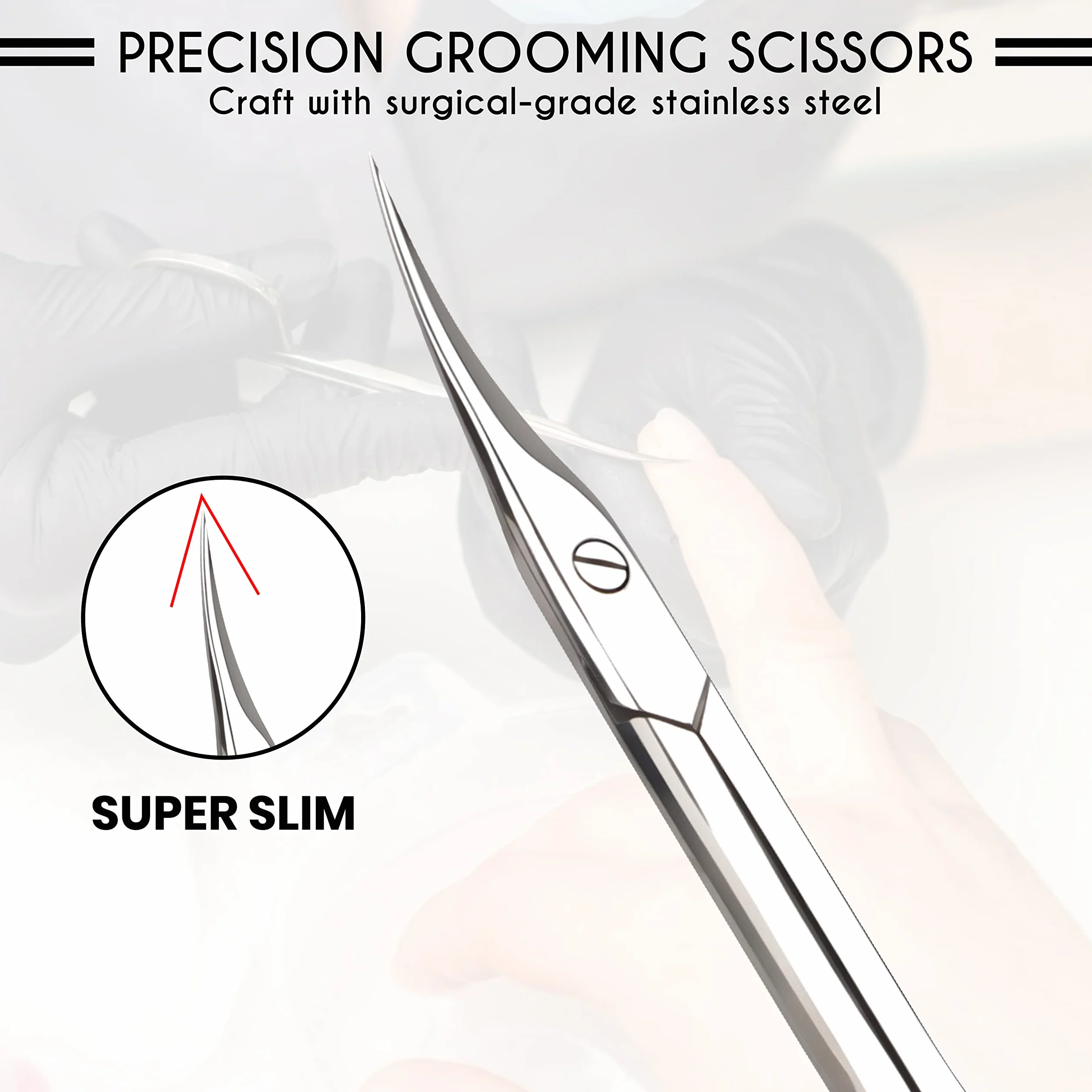 Professionnel Ciseaux Cuticules Courbes avec Pochette Cuir Artificiel Manucure Ongle