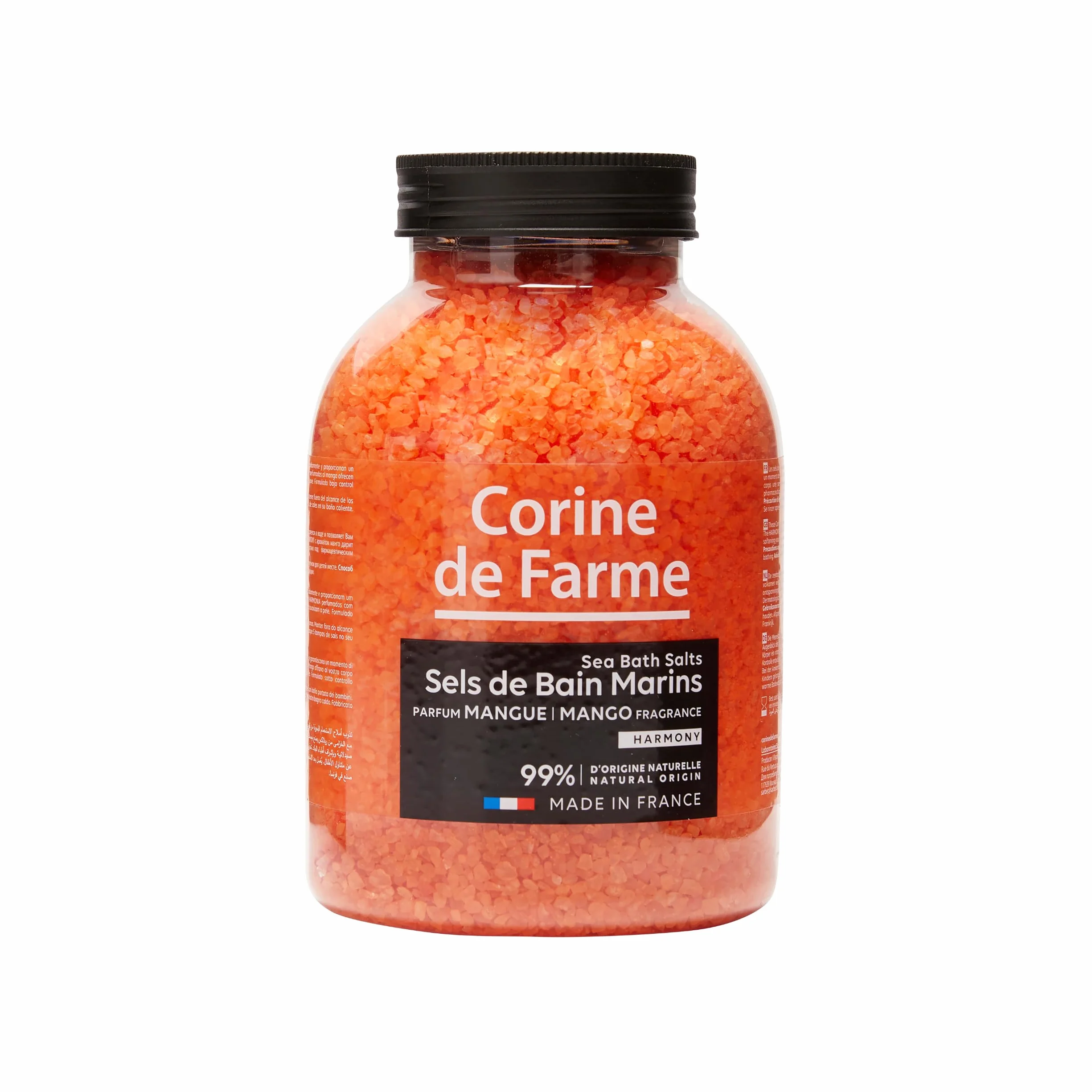 Corine de Farme Sels de Bain Harmony Mangue 1.3kg Sels Marins Aromatisés Dissolution Rapide Apaisants Relaxants