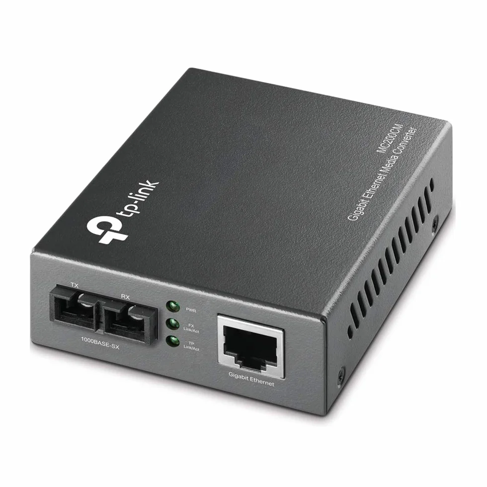 TP-Link MC200CM Convertisseur RJ45 Gigabit/Fibre Optique Multimode/ 850nm/ 0.55km, Noir & MC220L Convertisseur RJ45 Gigabit/Module mini-GBiC SFP Multimode-Monomode/0.55-10km, Noir