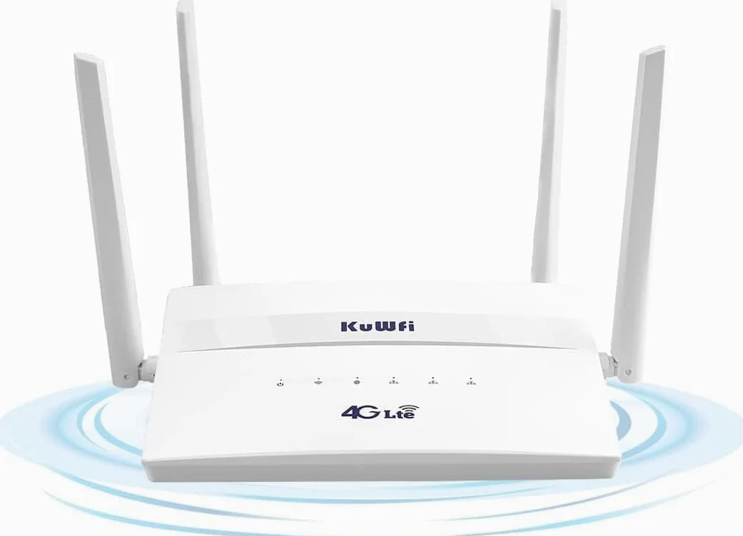 KuWFi C910SP Routeur 4G LTE avec SIM, WiFi Double Bande, Modem 750 Mbps | Routeur 4G Débloqué, Compatible APN et VPN, Réseaux FDD/TDD, Connexion LAN pour Camping-car, Voyage, Jardin, Chalet et Bureau