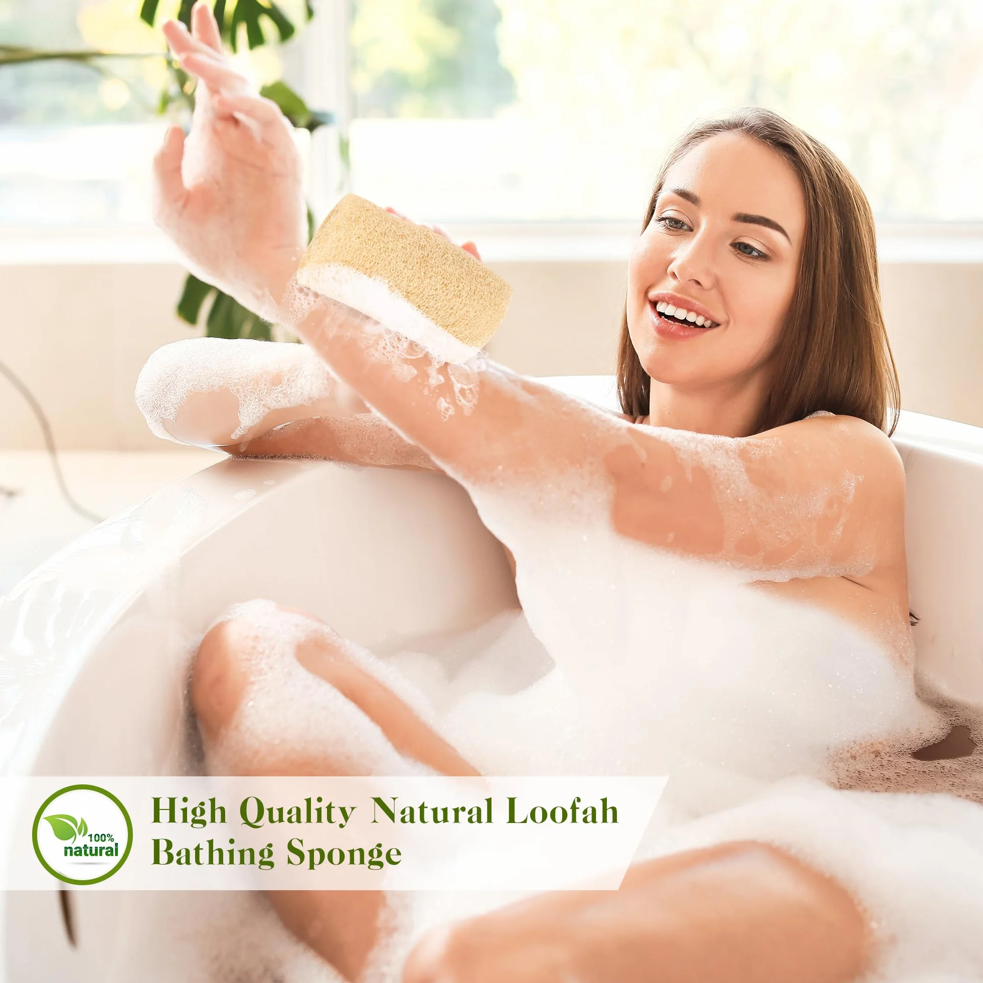 Éponge Loofah Naturel Entier 6 Pièces, Fibres Végétales Biodégradables pour Salle de Bain et Douche