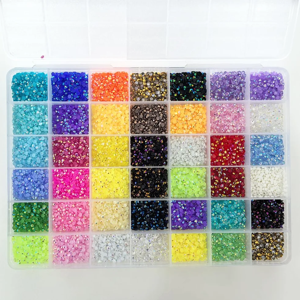 BetterJonny 42 Couleurs Strass Ongle Nail Art 3mm Cristal Diamants à Dos Plat