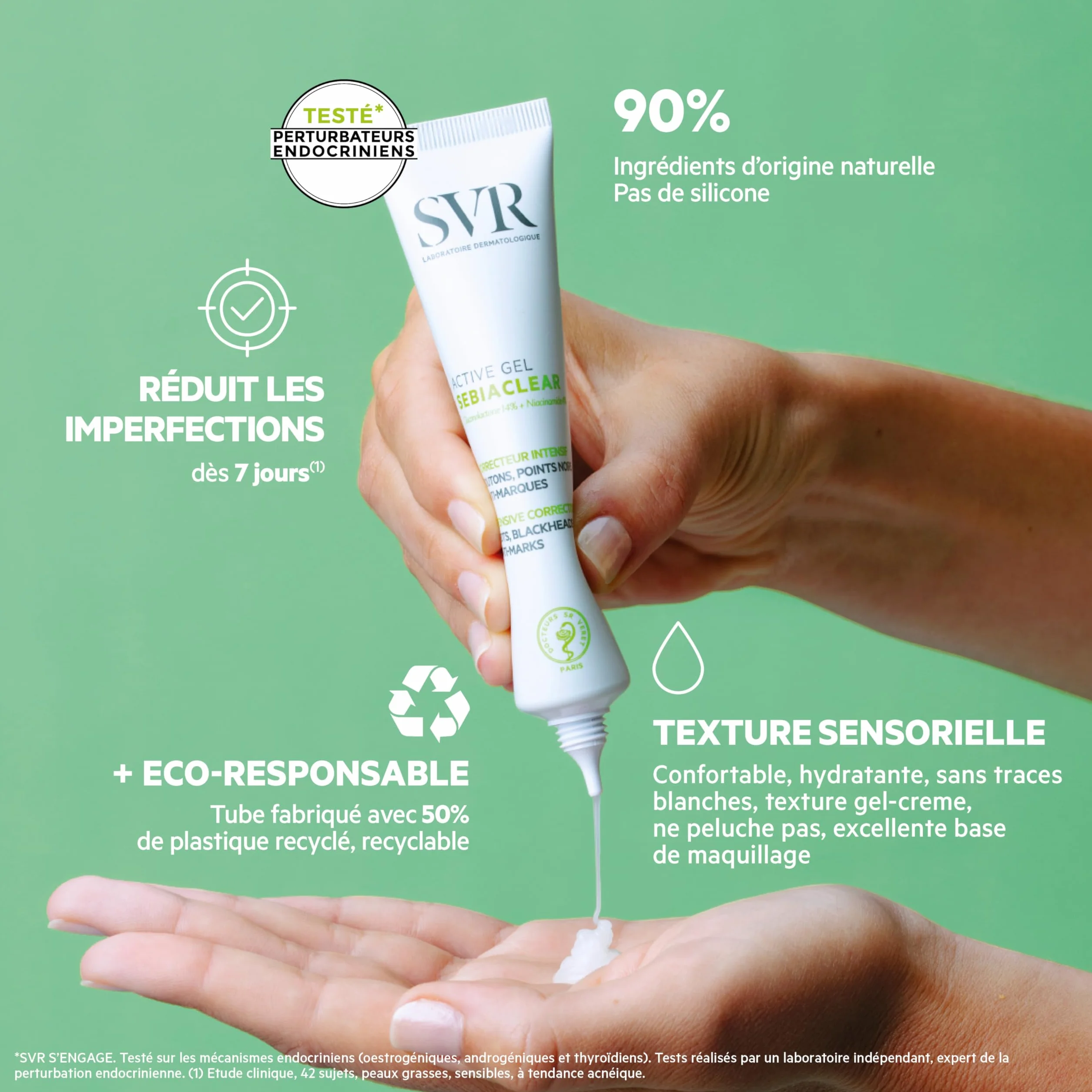 SVR Sebiaclear Active Gel Soin intensif anti-imperfections 40 ml Gluconolactone 14% Niacinamide 4% Acide salicylique