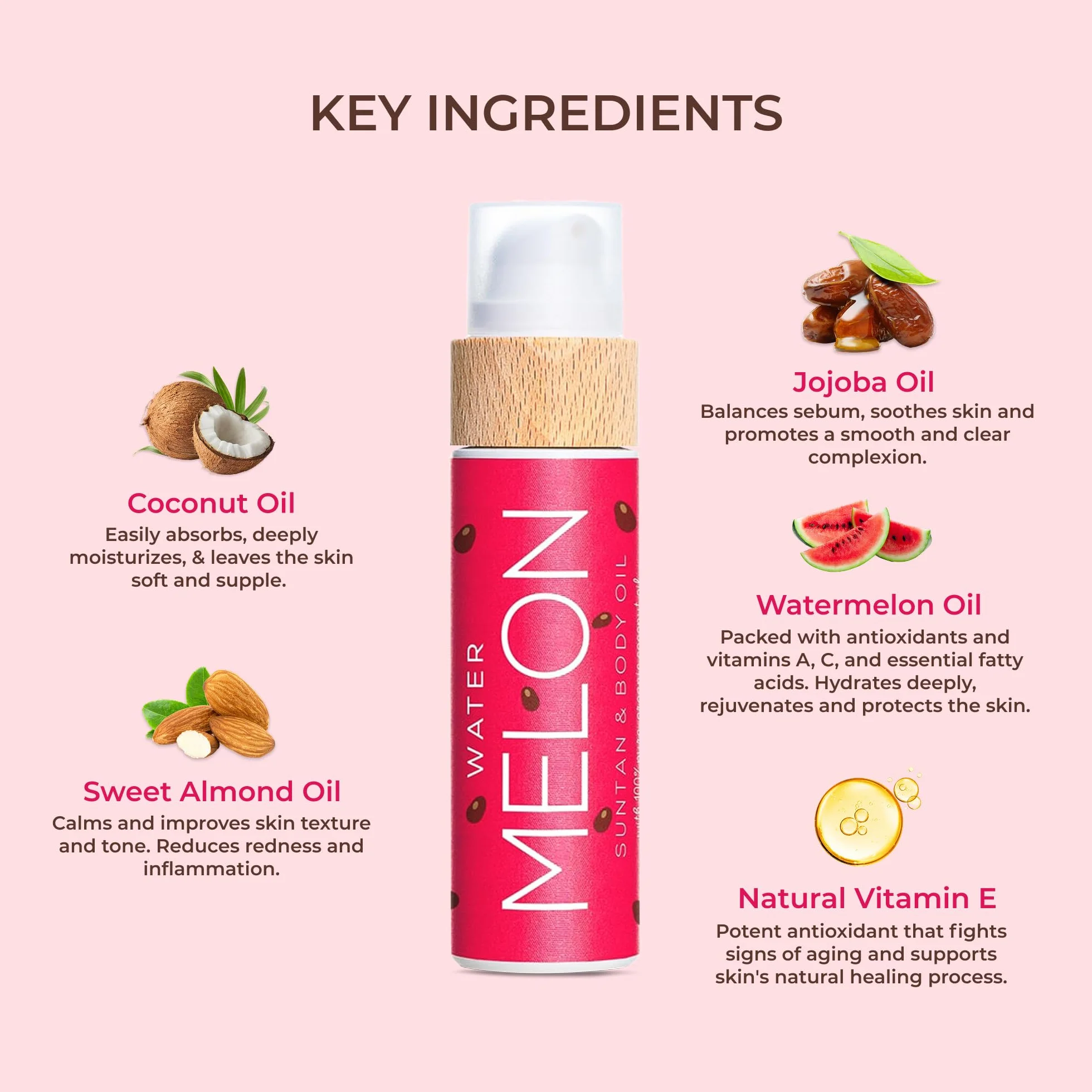 COCOSOLIS Watermelon Accélérateur de bronzage Huile bio Vitamine E pour bronzage intense rapide