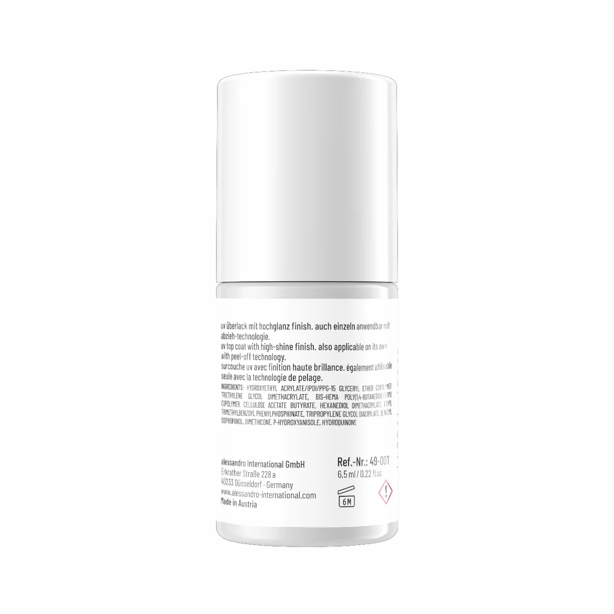 Striplac UV-Top Coat Clear Vegan – Transparent, 6,5 ml – Ongles brillants et résistants aux rayures jusqu'à 15 jours