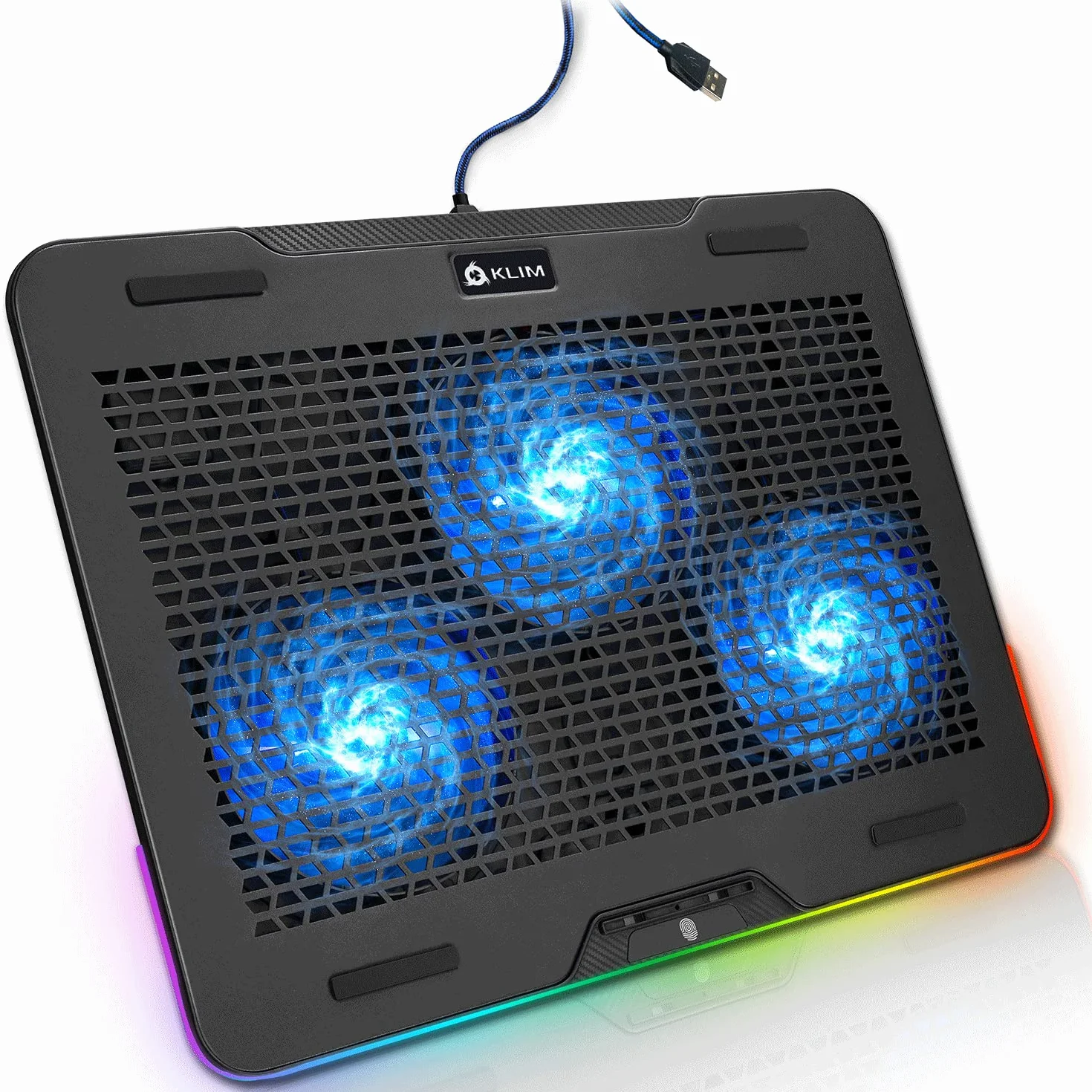 KLIM Aurora Refroidisseur PC Portable 11"-17" RGB Ventilateur USB Support Gaming pour Mac PS4