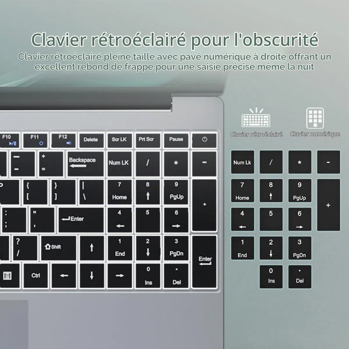 Ordinateur Portable 15.6" PC Portable Win 11 Core i5-7Y54 Processeur(Jusqu'à 3,2 GHz) Office 365, 16 Go RAM SSD 512 Go, Laptop FHD IPS Clavier Rétroéclairé, WiFi 5, Bluetooth 4.2 Mini-HDMI USB 3.0