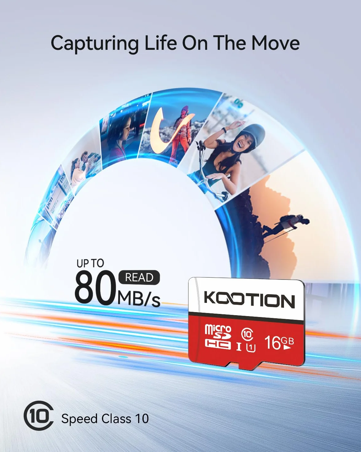 KOOTION Carte Micro SD 16 Go Lot de 5 UHS-I Classe 10 U1 avec Adaptateur