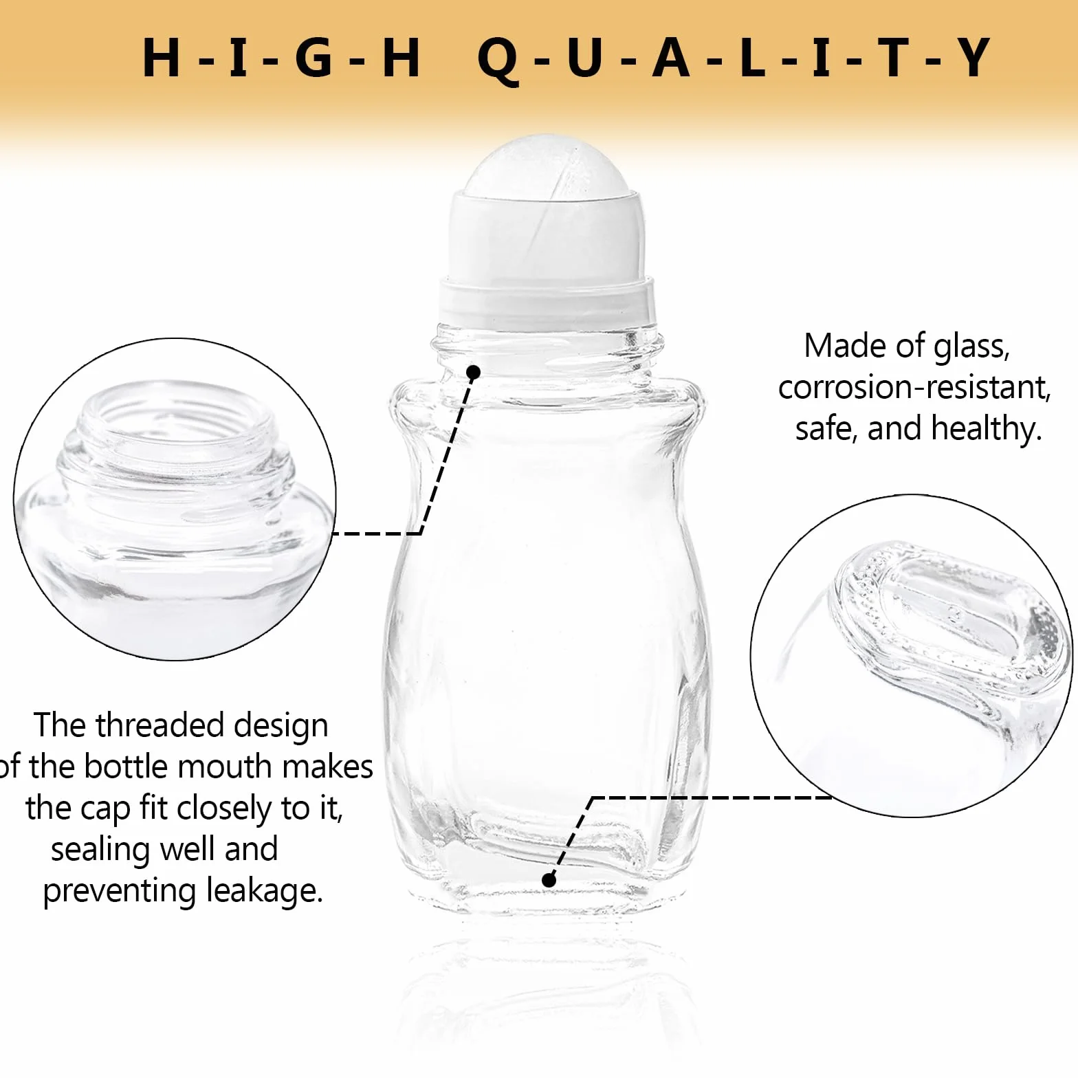 Flacon Vide Huile Essentielle 50ml Verre Rechargeable Roll-on avec Rouleau à Billes pour Aromathérapie