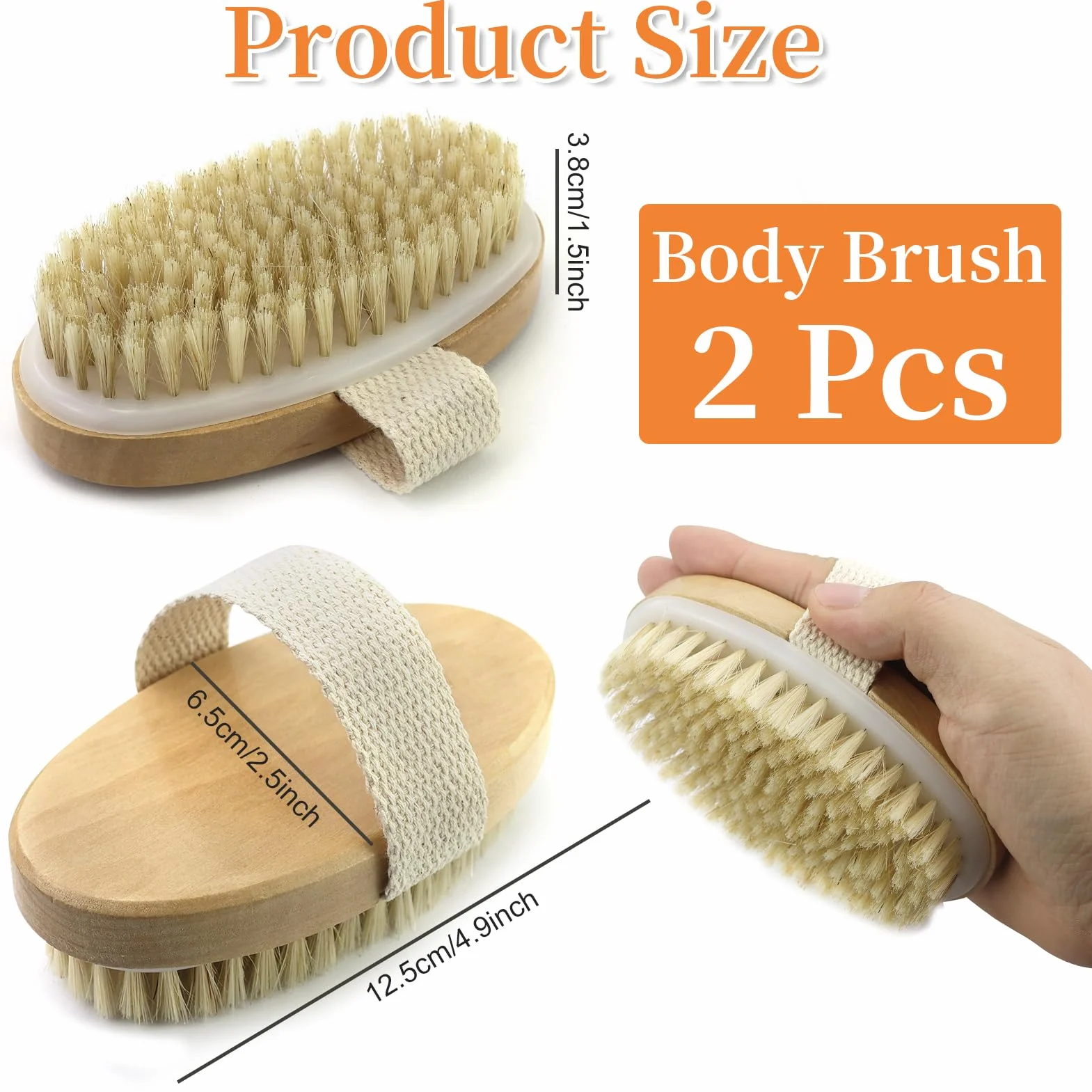 Brosse à sec pour le corps, Brosse exfoliante physique, Brosse masseuse drainage lymphatique, poils naturels