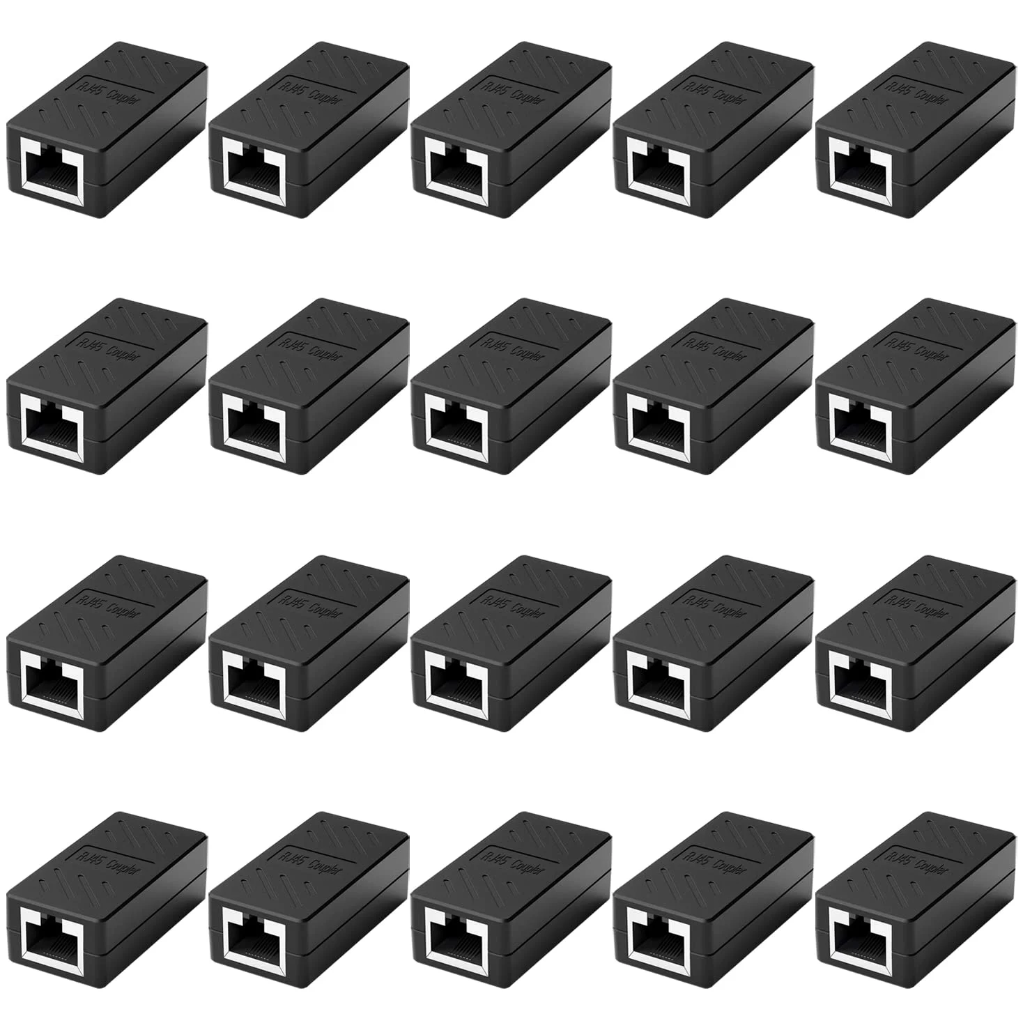 Lot de 20 coupleurs RJ45, coupleur réseau, pour câble Ethernet Cat7/Cat6/Cat5e/Cat5 – femelle vers femelle, noir