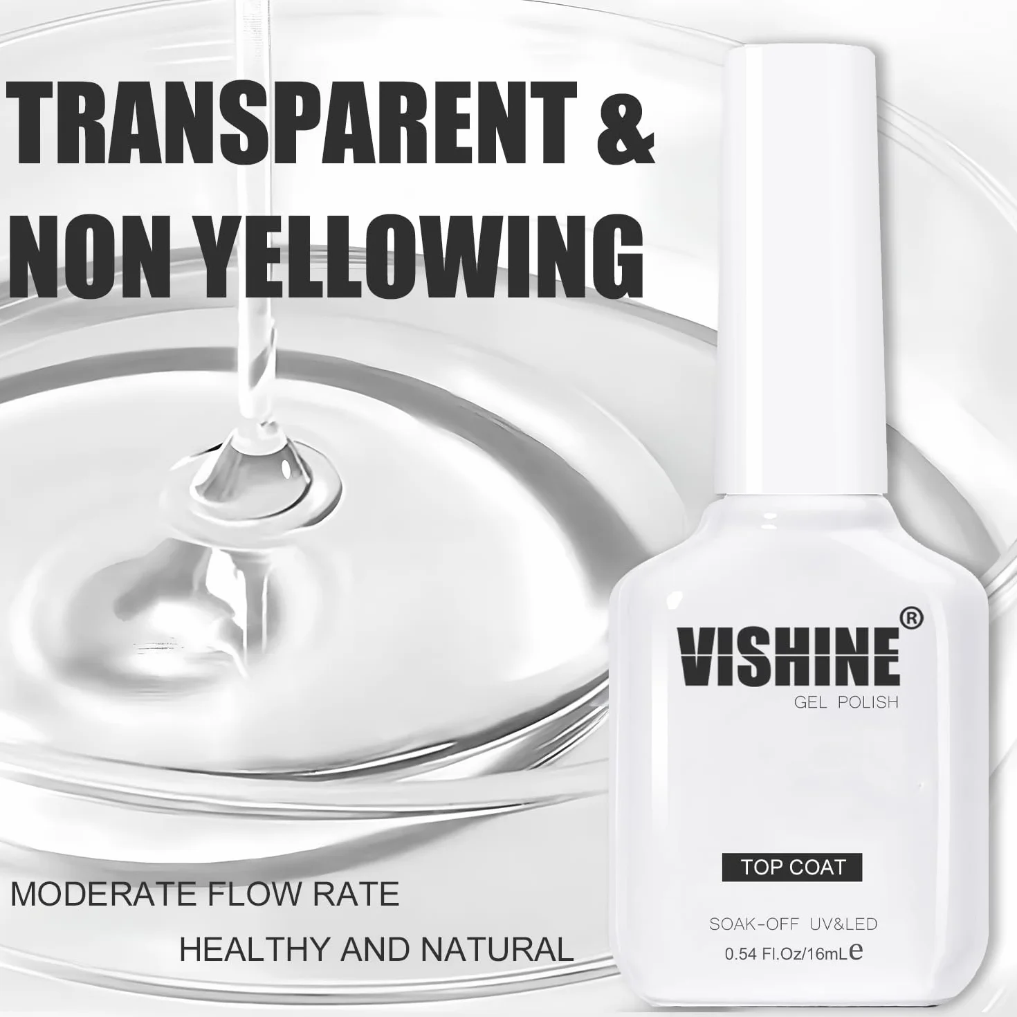 Vishine 16ml No Wipe Top Coat Vernis Semi-Permanent UV Gel Soak Off LED