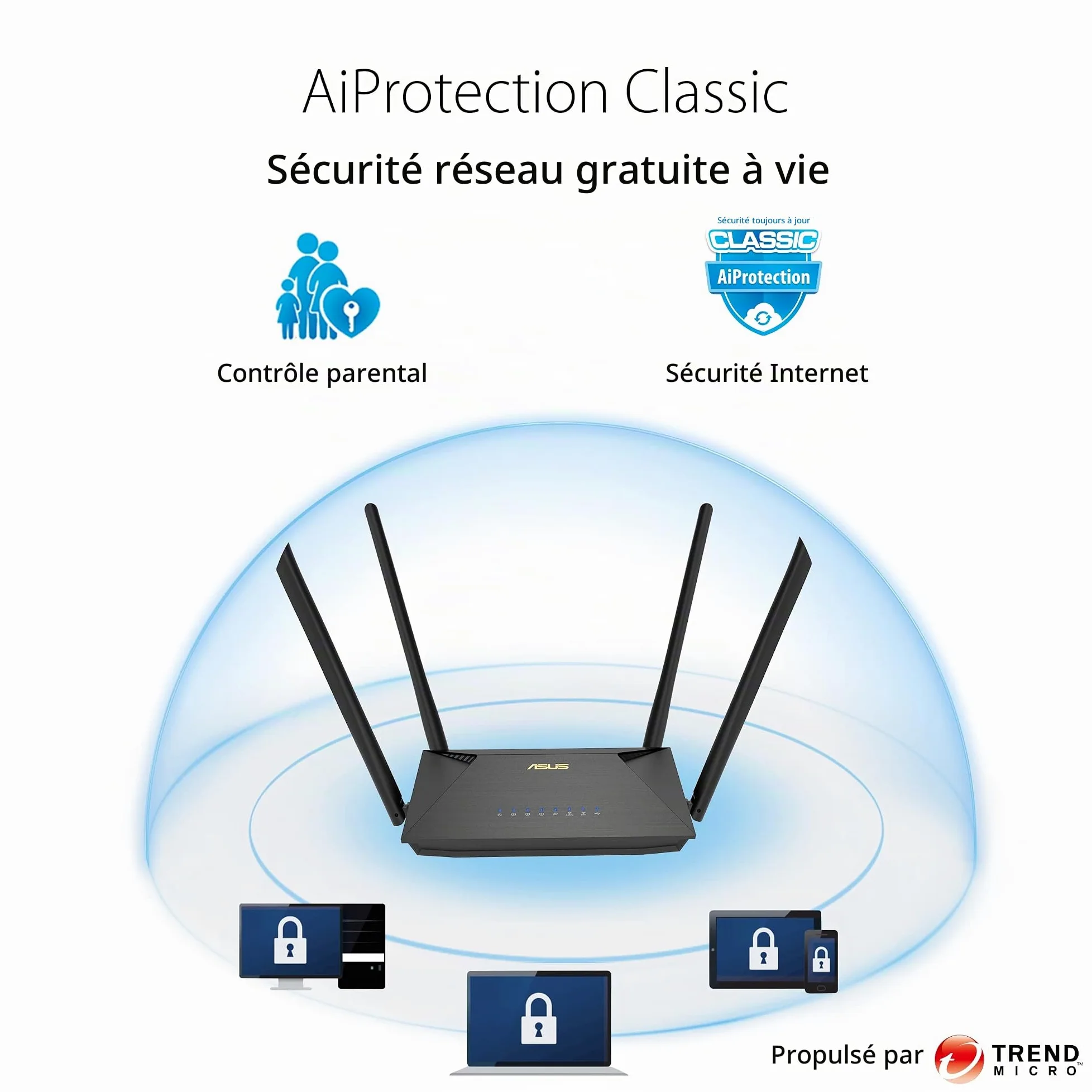 ASUS Routeur sans Fil Double Bande Gigabit Ethernet RT-AX53U - Noir