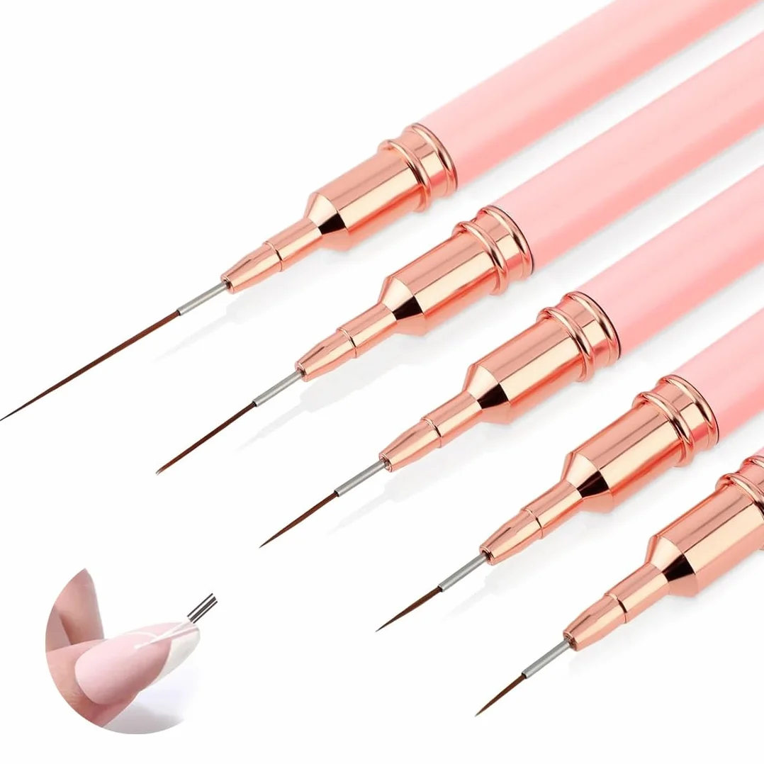 WeddHuis Nail Art Pinceaux Liner Ultra Fin 5 Pièces Set French Manucure 7/9/11/15/25 mm