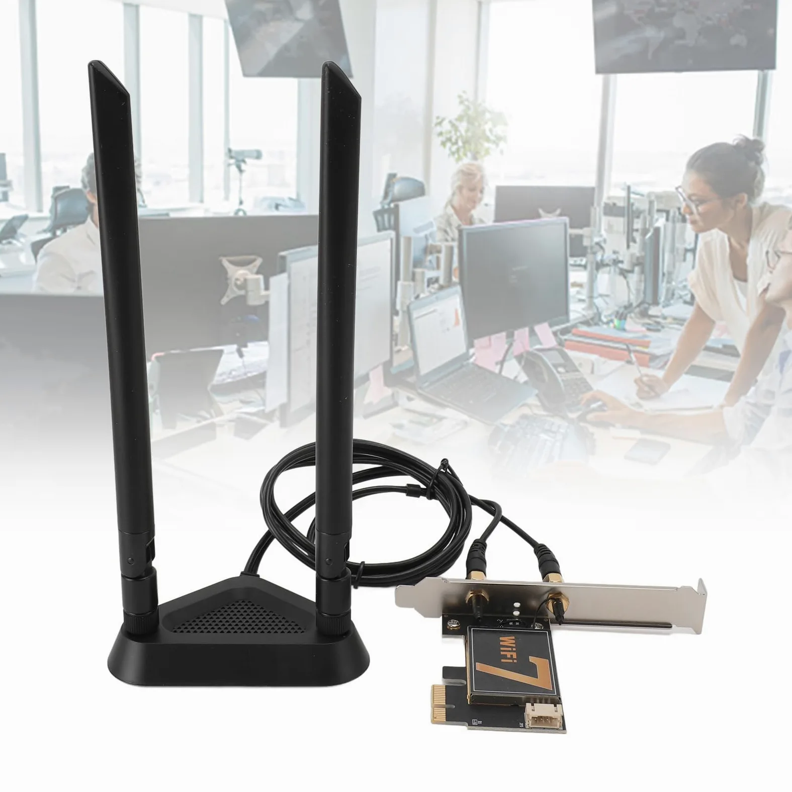 Zunate Carte WiFi PCI Ex1 pour PC de Bureau, Adaptateur Réseau Fil BE200NGW 8774Mbps WiFi 7 Bluetooth 5.4, Adaptateur Réseau PCI Express avec Antenne 8DB, Prend en Charge 2,4G/5G/6G, MU-MIMO et