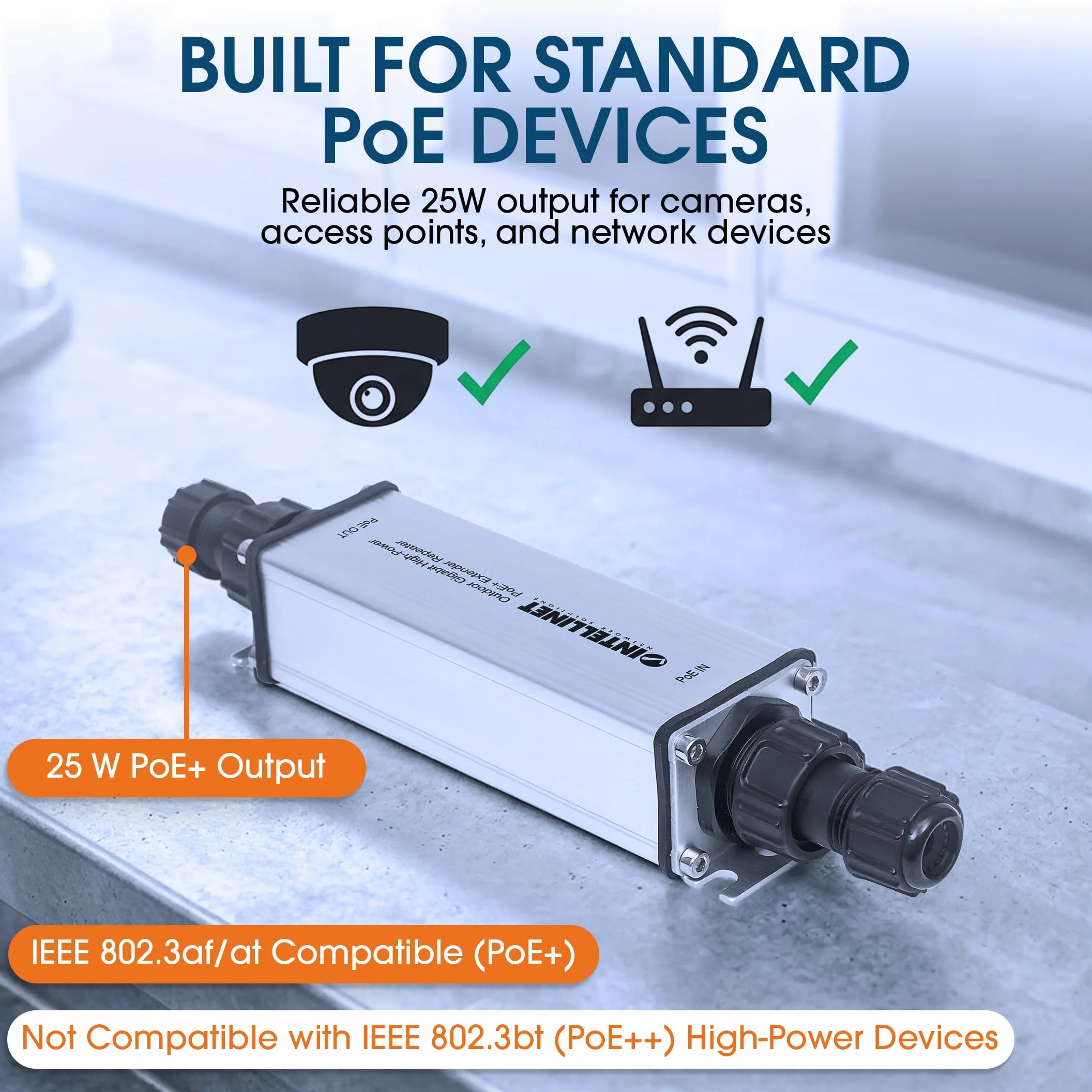 Extender Repeater PoE + Gigabit high-power pour extérieur
