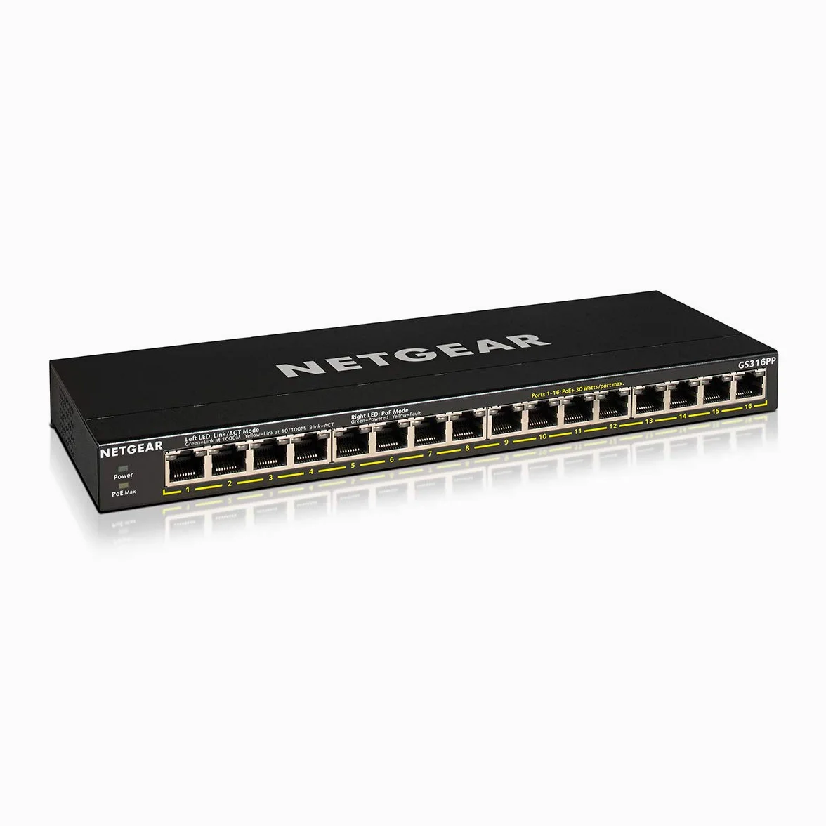 NETGEAR (GS316PP) Switch Ethernet PoE+ 16 Ports RJ45 Gigabit (10/100/1000)- Switch RJ45 avec 16 Ports PoE+ @ 183W évolutifs, Bureau/Mural, matériau Robuste
